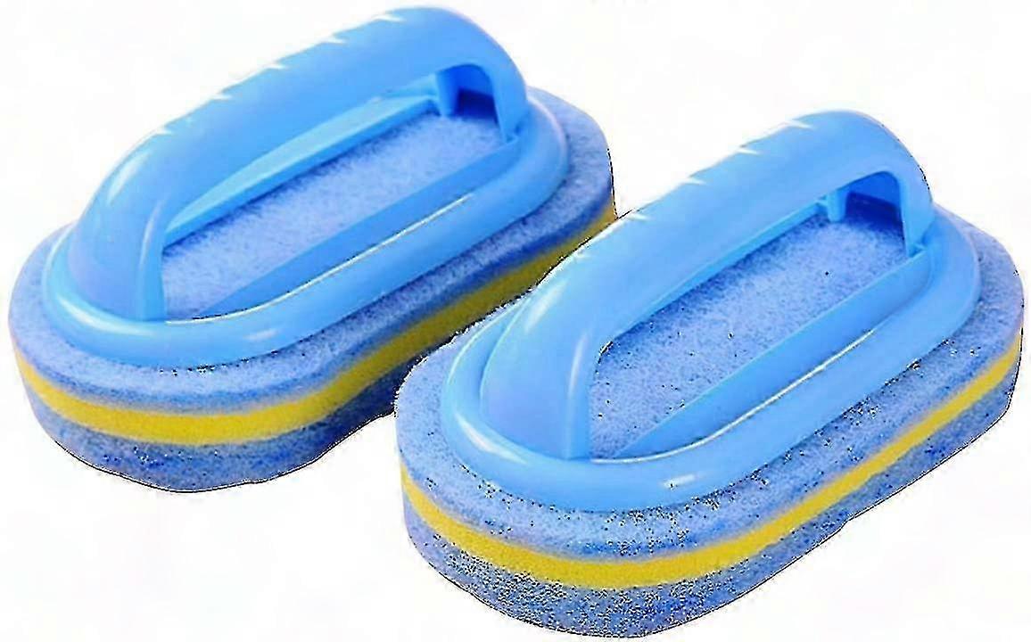 Kitchen Bathroom Sponge Brush with Plastic Handle - 2 Pack Cleaning Supplies