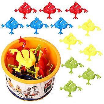 Jumping Frog Spielzeug Jump Flip Frog Spiel mit Eimer Kunststoff Jumping Frog Colorful Fun Crazy Frog für Jungen Mädchen 12 Stück