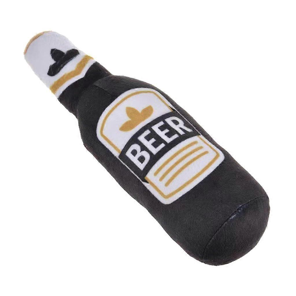 Squeaky Dog Toy Cigarette Beer Bottle Plush - Interactive Chew Toy For Small/Medium/Large Dogs, Black