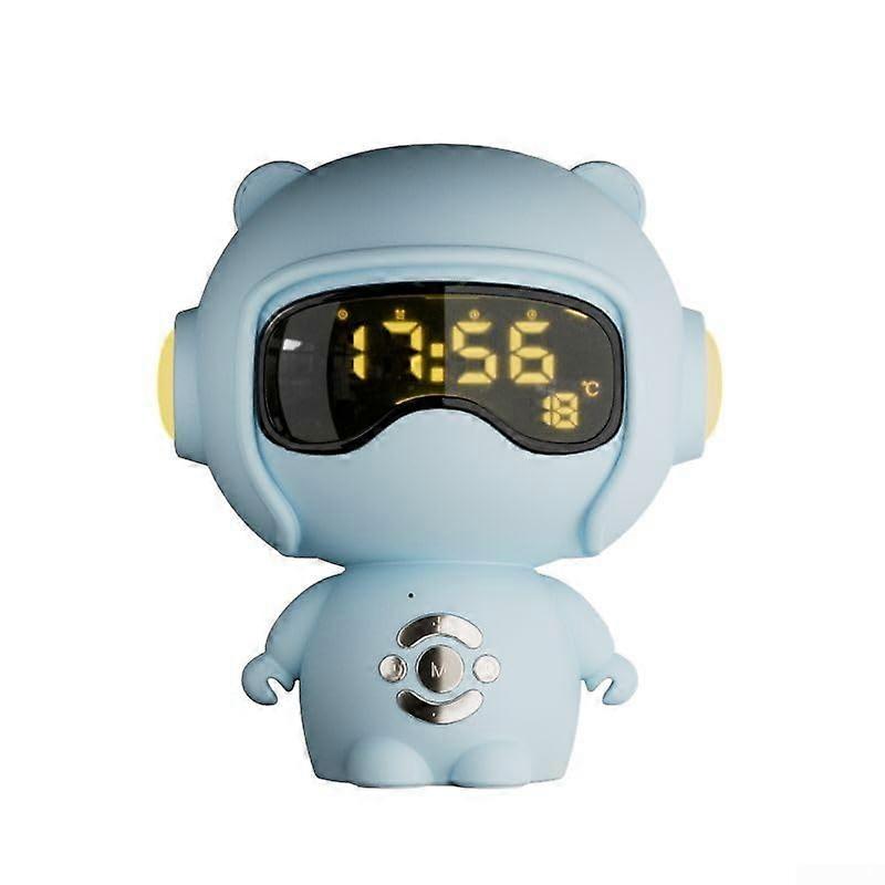 Kid-Friendly LED Alarm Clock With Blue Finish, Charming Design, Night-Light Options, And Sound Features