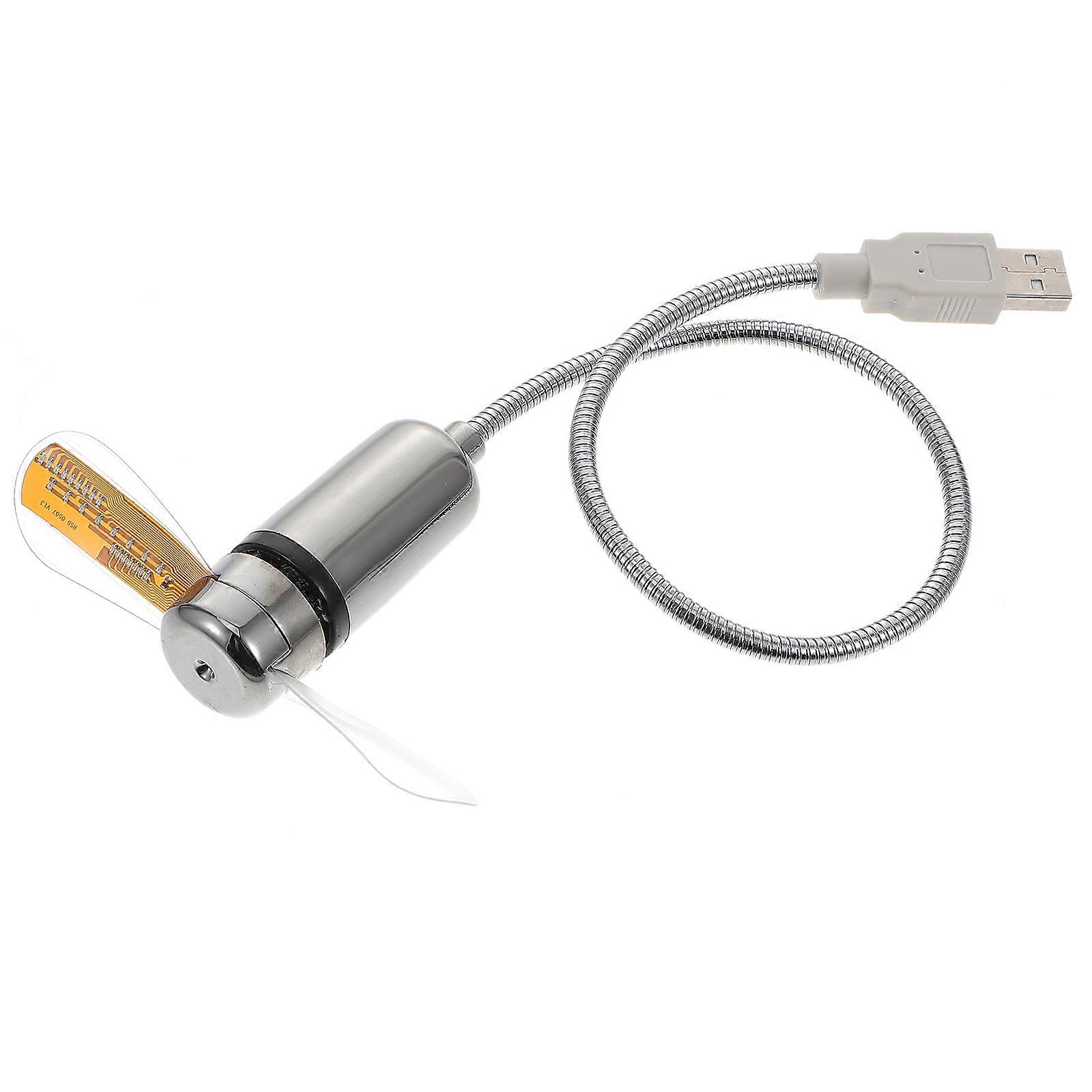 USB Powered LED Clock Fan with Temperature Display, Compact Lightweight Design for Home, Office, and Travel Use, Quiet Operation, Flexible Gooseneck,