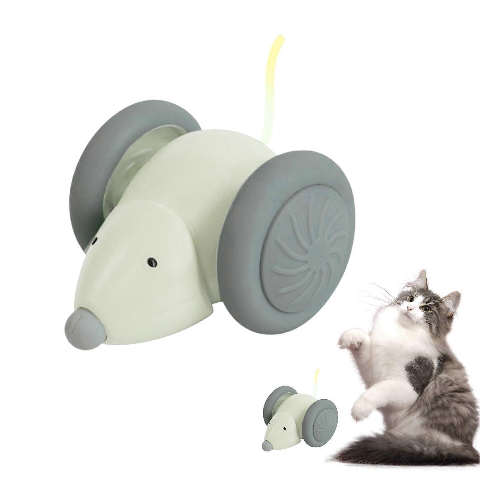 Interactive Cat Toy - Automatic USB Rechargeable Motion-Activated Mouse for Cats - Smart Touch Interactive Enrichment White