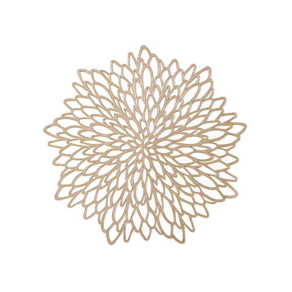 Floral Heat Insulation Pad Non-Slip Mat Table Decoration for Home Restaurant Hotel Light Gold 2Pcs