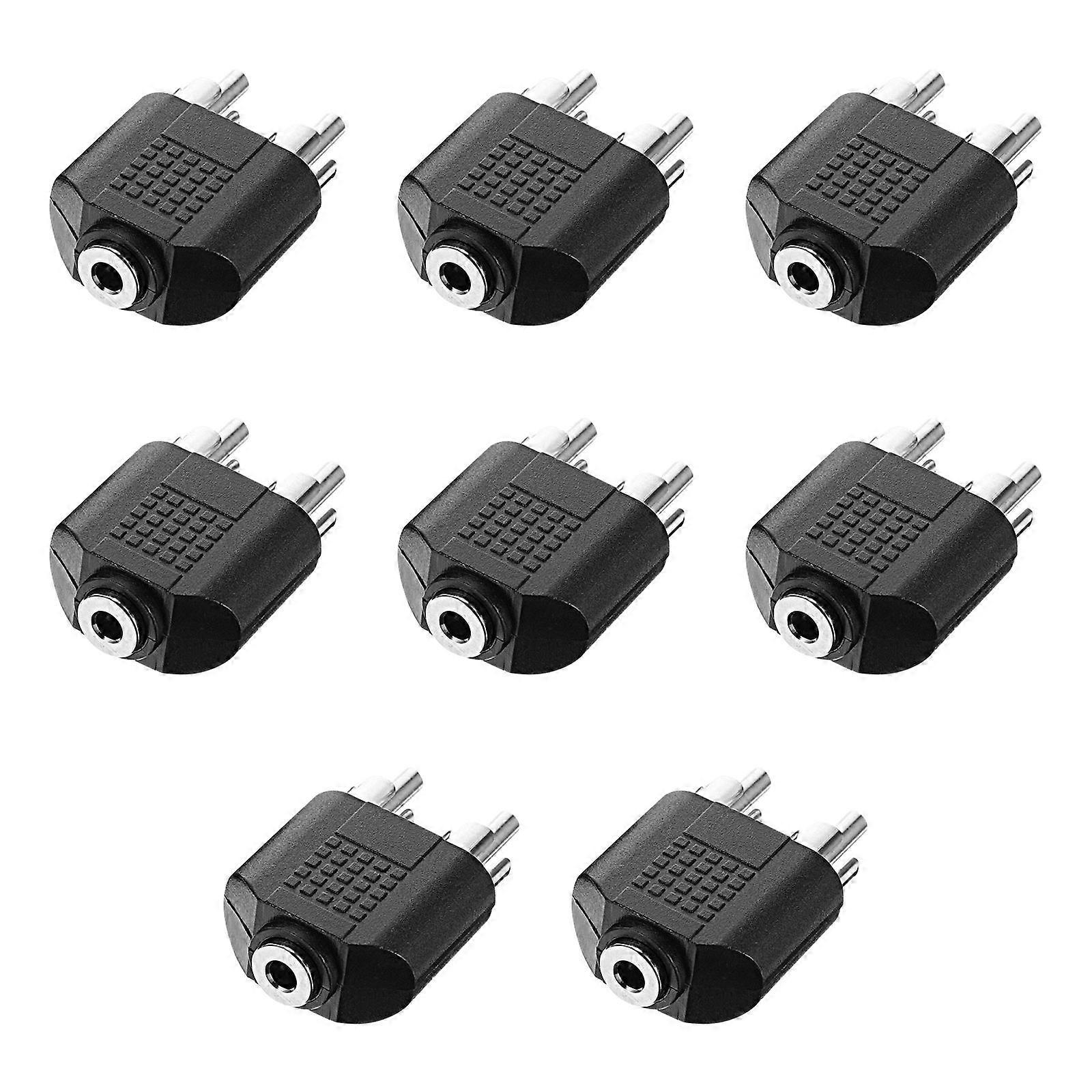 Black Iron Audio Converter with Reliable Connection for Speaker 8pcs 3.5mm Female to 2 Male