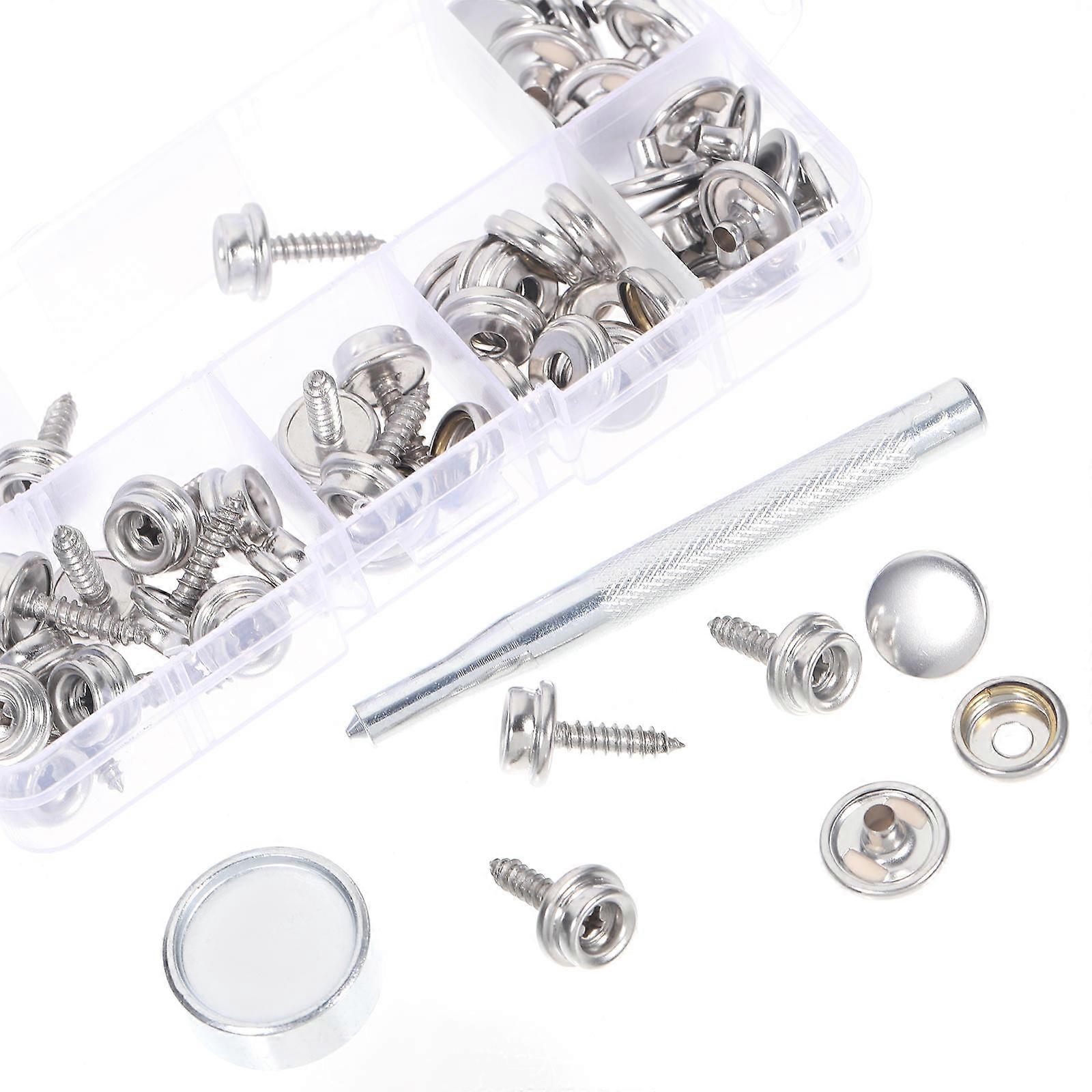 Silver Four-Prong with 1Set Snap Fastener Tool for Canvas