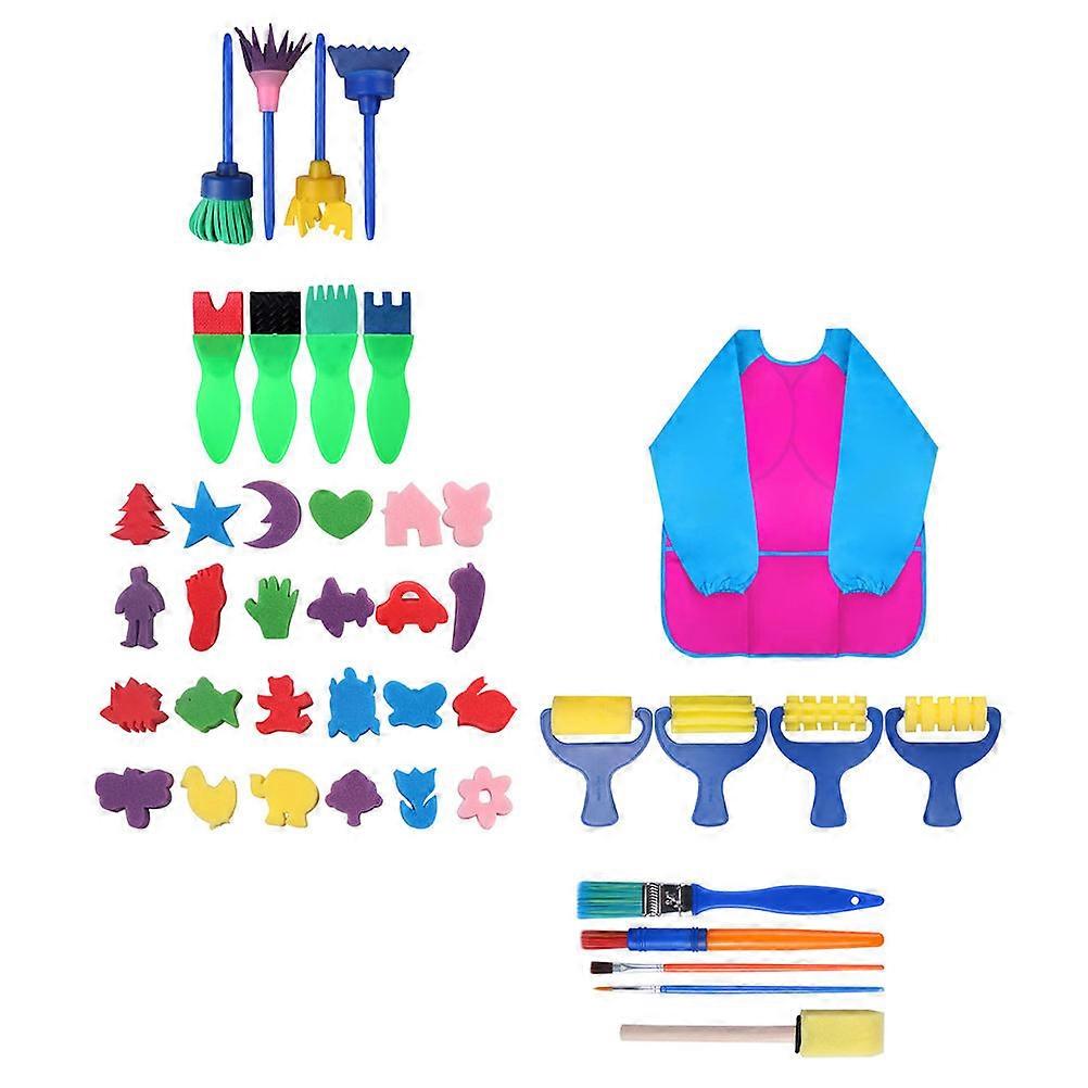 Creative Sponge Brushes Assorted Pattern Drawing Tools for Home Daycare Activities Portable Multi 55X44.5X0.3CM 1 Set
