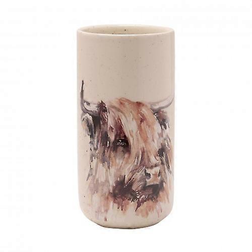 Meg Hawkins Tall Ceramic Vase - Highland Cow 10 x 20cms