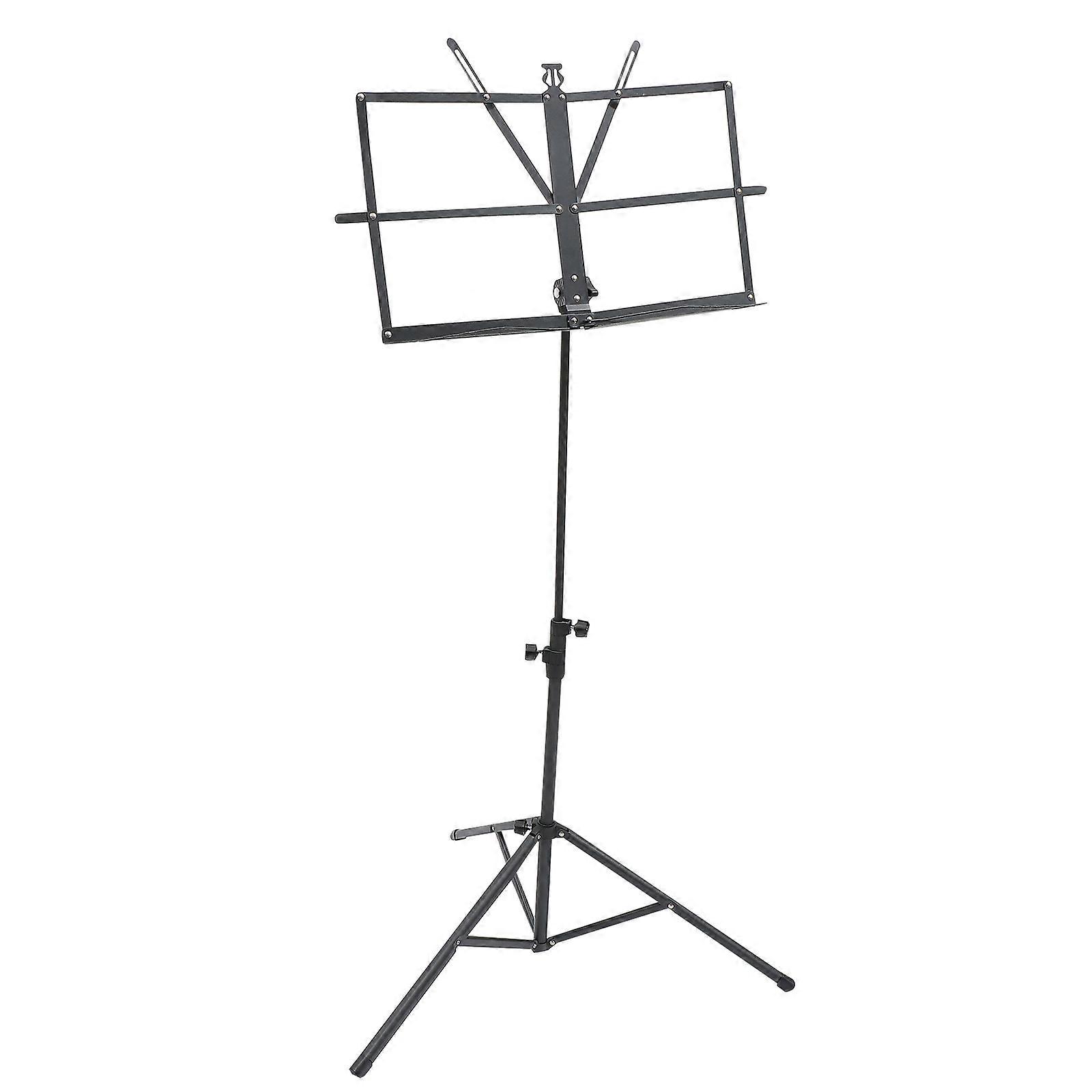 Retractable Folding Music Stand Tripod Rack for Sheet Music, Black, Universal Instrument Support for Rehearsals and Performances