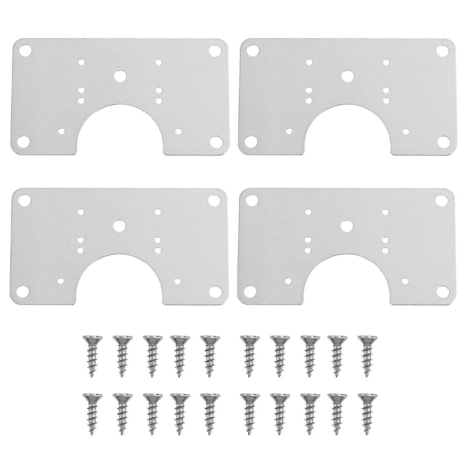 4 Sets Stainless Steel Fixing Plate Hinge Set Cabinet Door Installer Hinge Kit