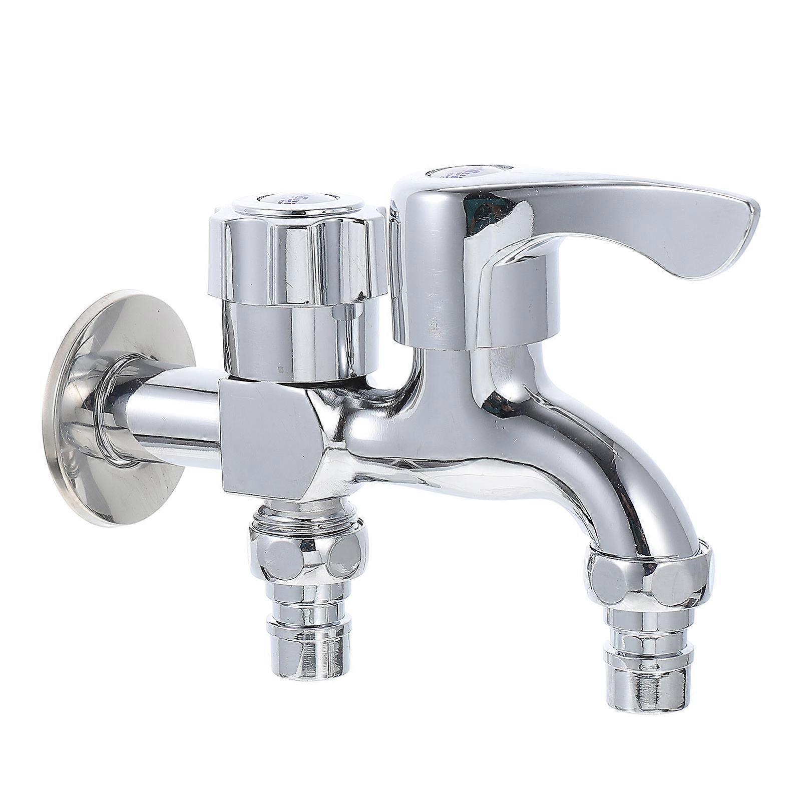 DoubleOutlet Faucet for Washing Machine Made of Stainless Steel Silver Color Practical and Durable