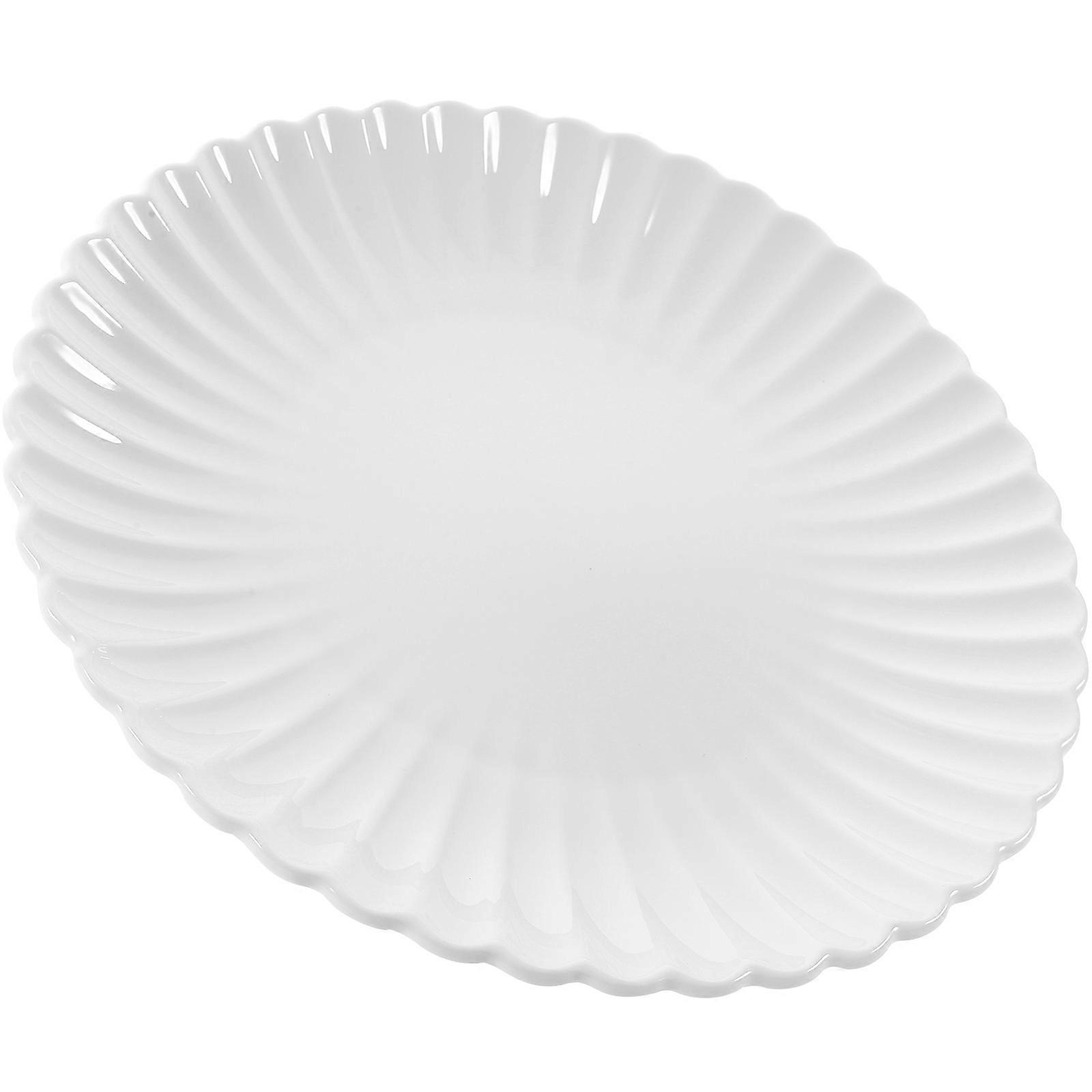 White Ceramics Dish Plate for Serving Cake Sushi Pizza Rustic Design Kitchen Tableware 10.5 Inch