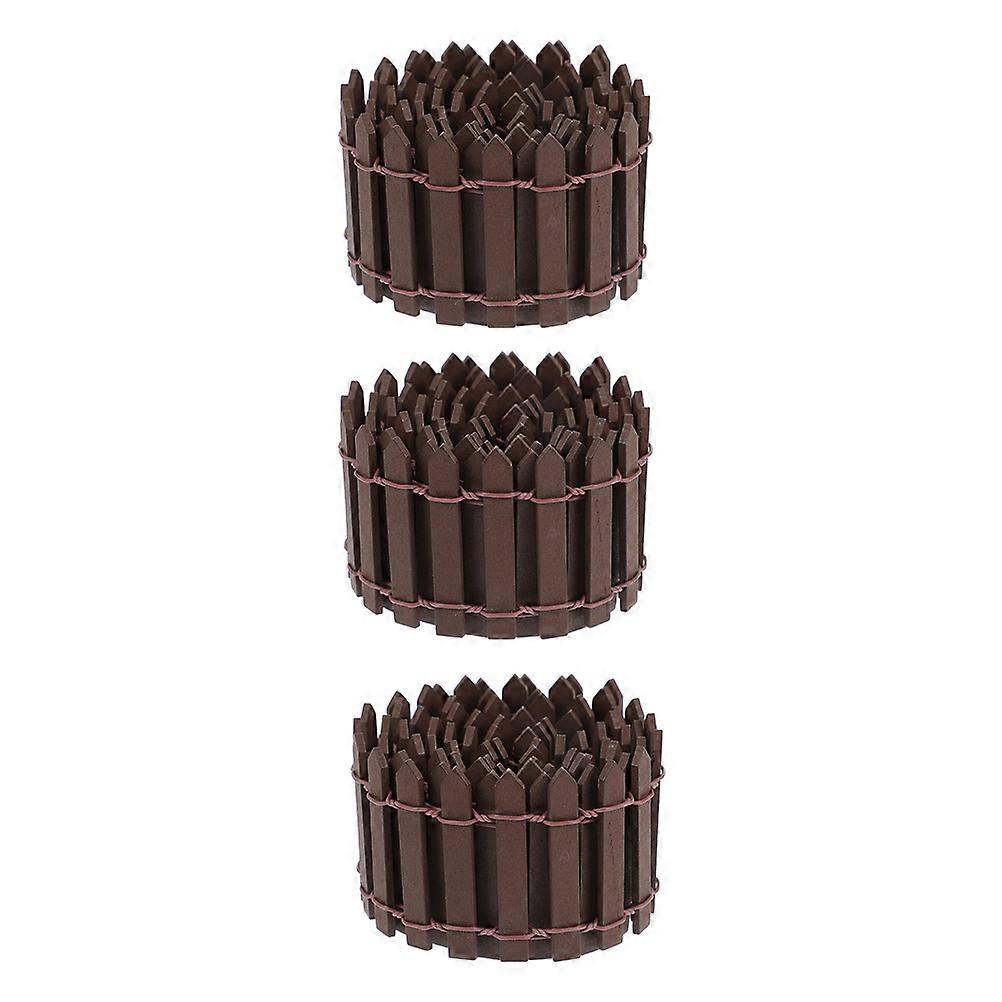 Simulation Wooden Fence for Decor Crafted with Synthetic Material Coffee Color Perfect for Miniature Scene Layout 3 Rolls