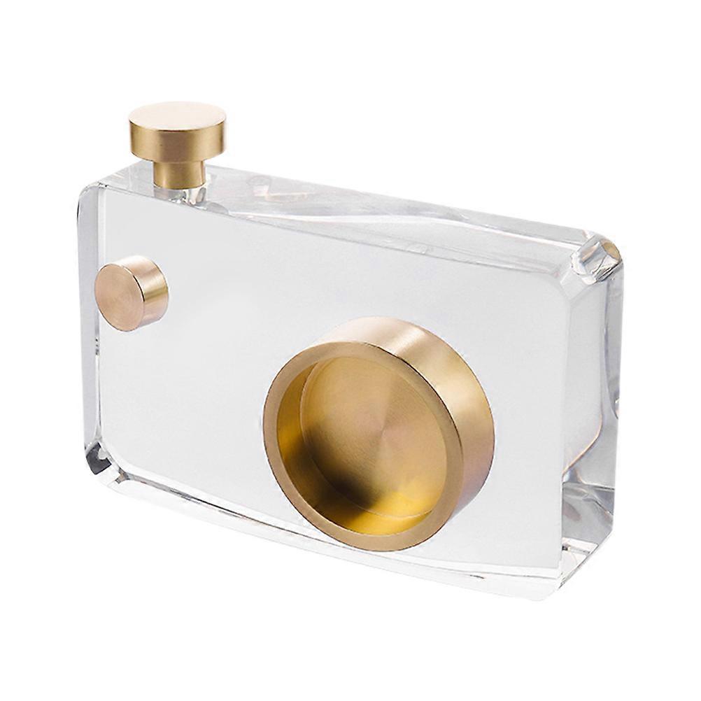 Camera Photo Crystal Camera Decor Simple Artistic Design Gold Transparent 16X11.5X7.5 Home Decoration 1Pack