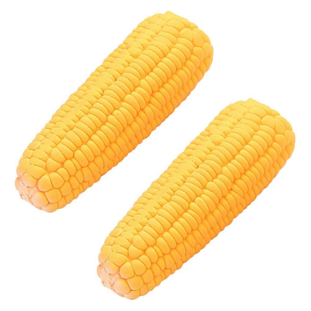 Yellow Latex Dog Toy for Pet Chewing and Playing Bite Resistant Simulation Corn Model 2Pcs
