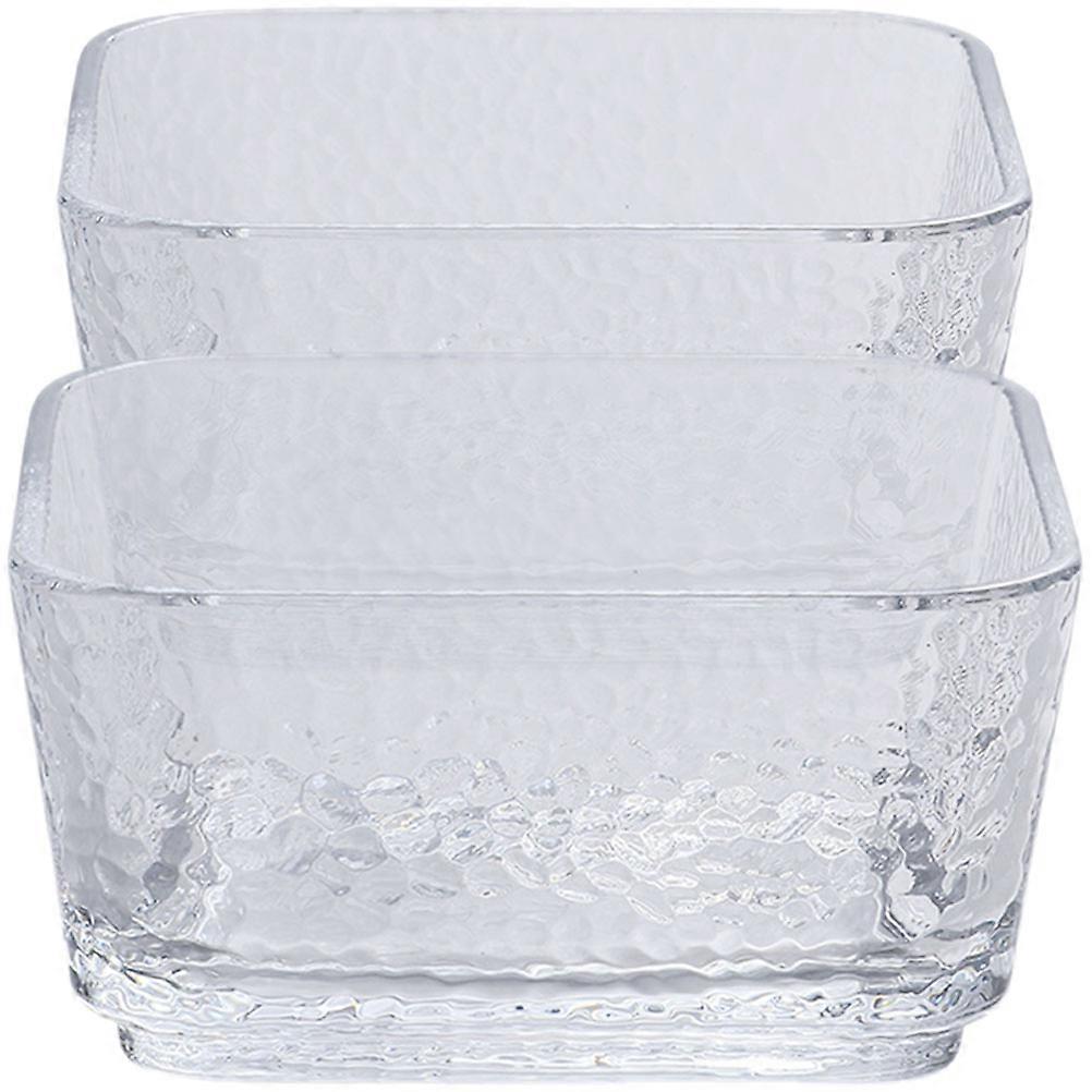 2pcs Hammered Glass Salad Bowls for Daily Use, Compact Reusable Dessert Bowls for Ice Snacks and Fruit