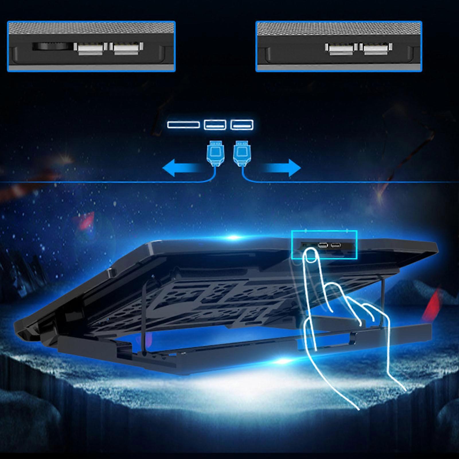 Laptop Cooler with LED Light Dual USB Notebook PC Cooling Pad Computer Cooling Fan Stand