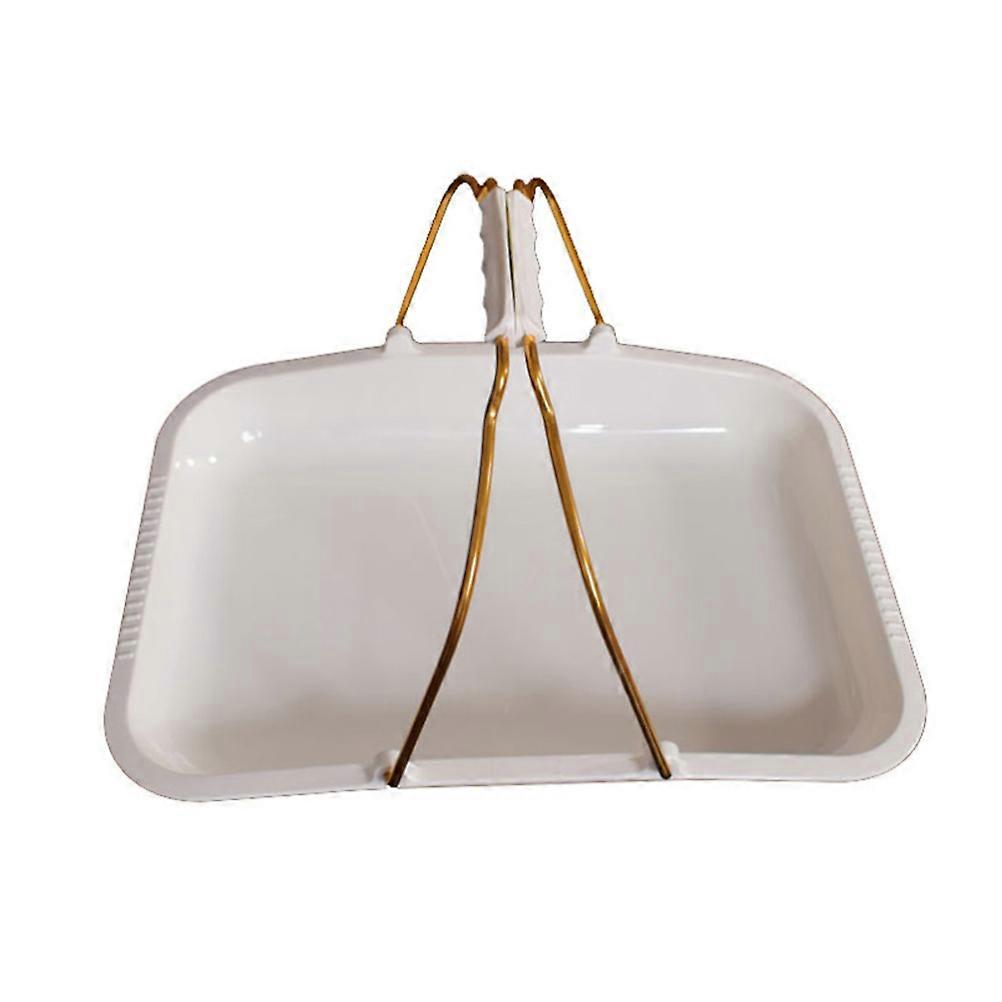 Portable White Cake Tray with Handle for Party 1Pcs Dessert Plate