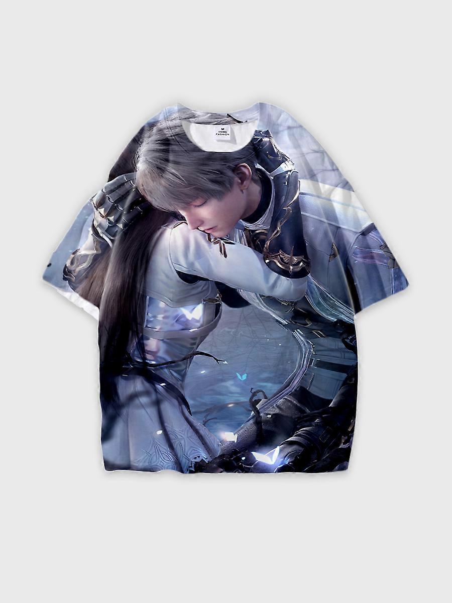 T-shirt round neck Role Pattern loose short sleeve E297