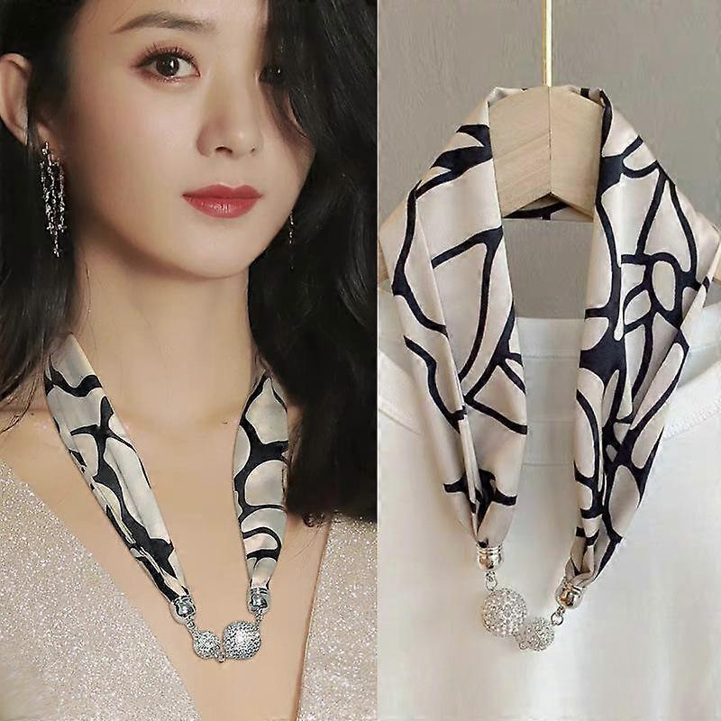 Variety Scarf with magnetic hematite clasps, Lady Classic Scarf Necklace, size is