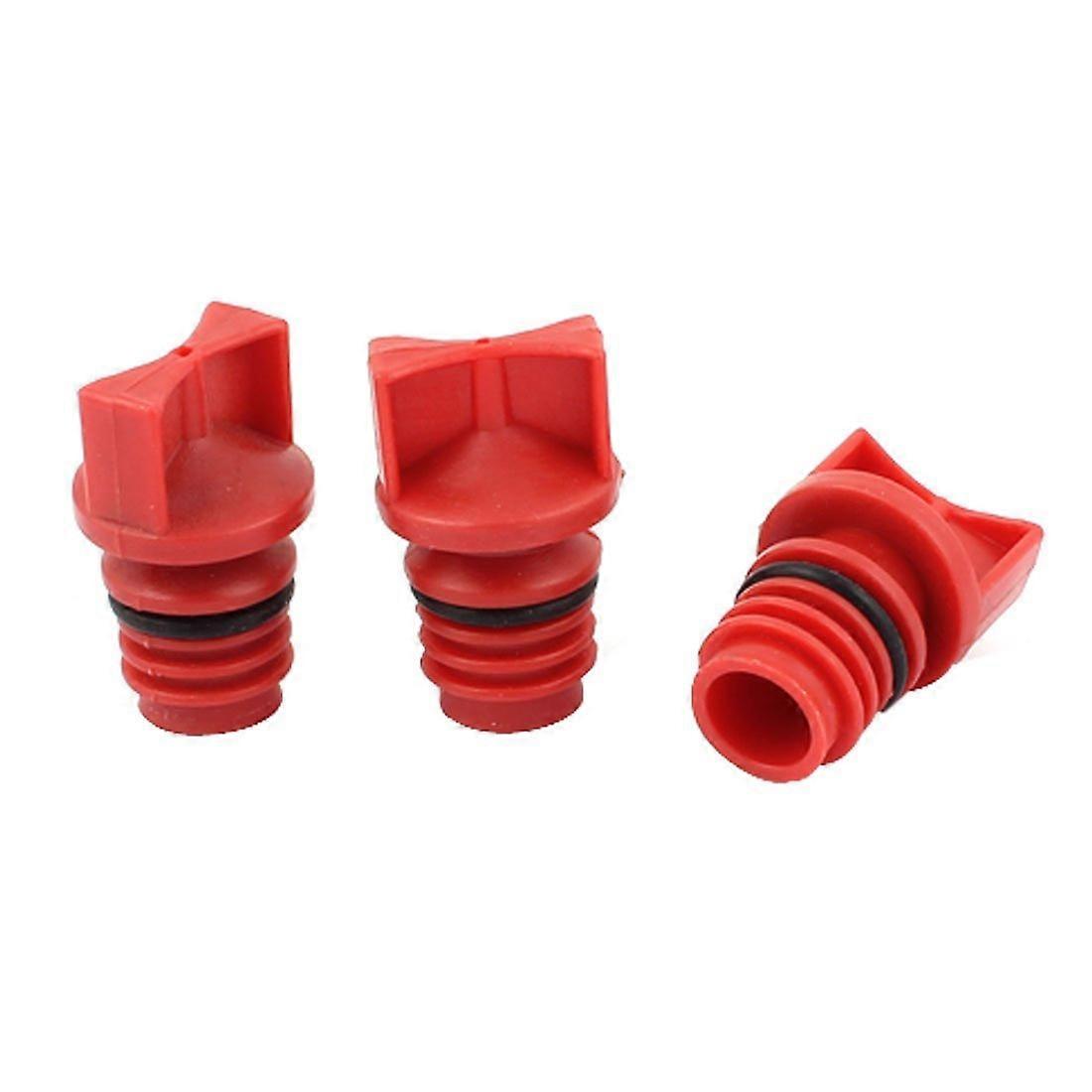 Air Compressor Oil Plugs 18mm Male Thread Diameter Plastic Shell Red 3PCS Set