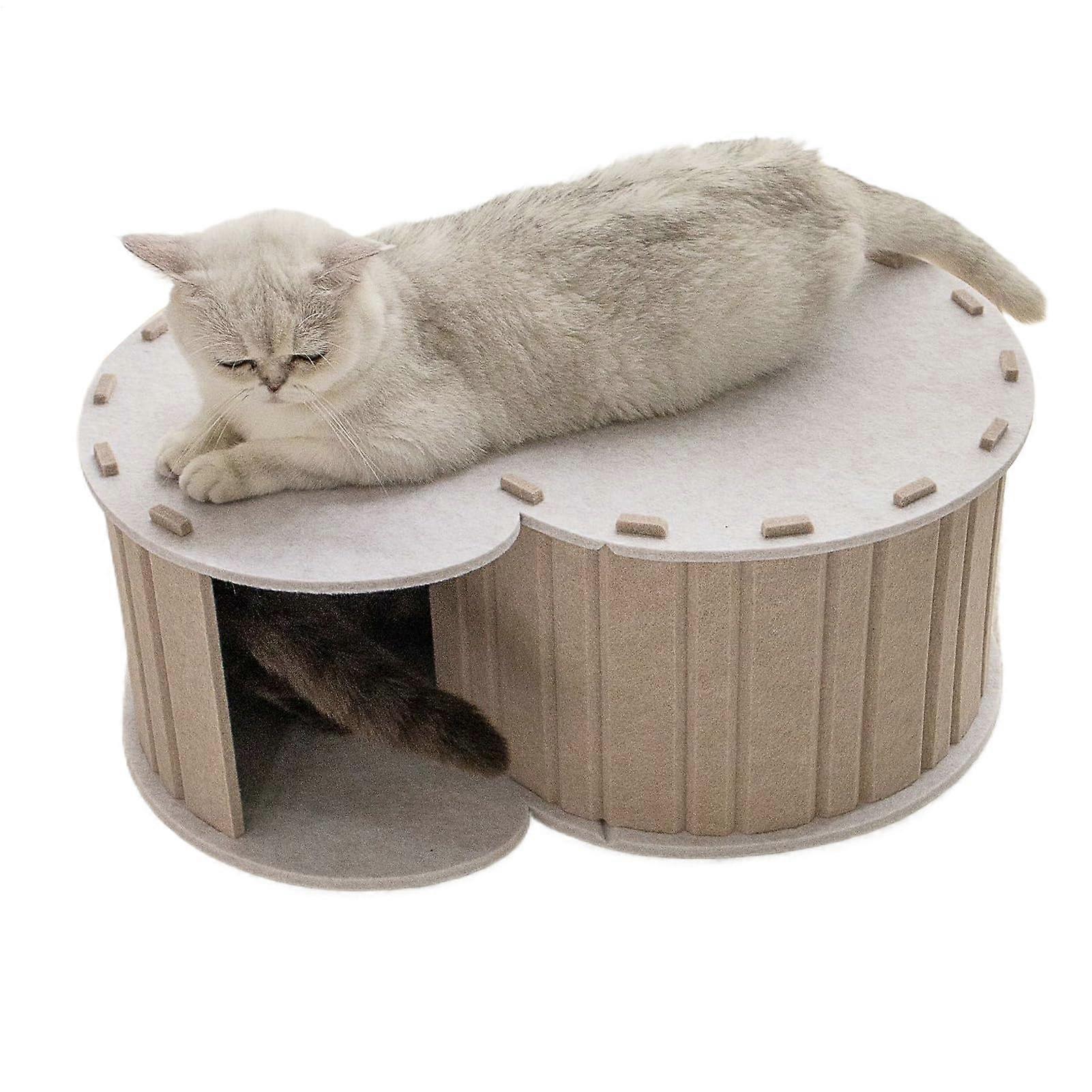 Cat Bed Tunnel, Round Cat Hideaway with Tunnel Bed Large Scratching Tunnel Playhouse for Cats and Rabbits, Indoor Playtime