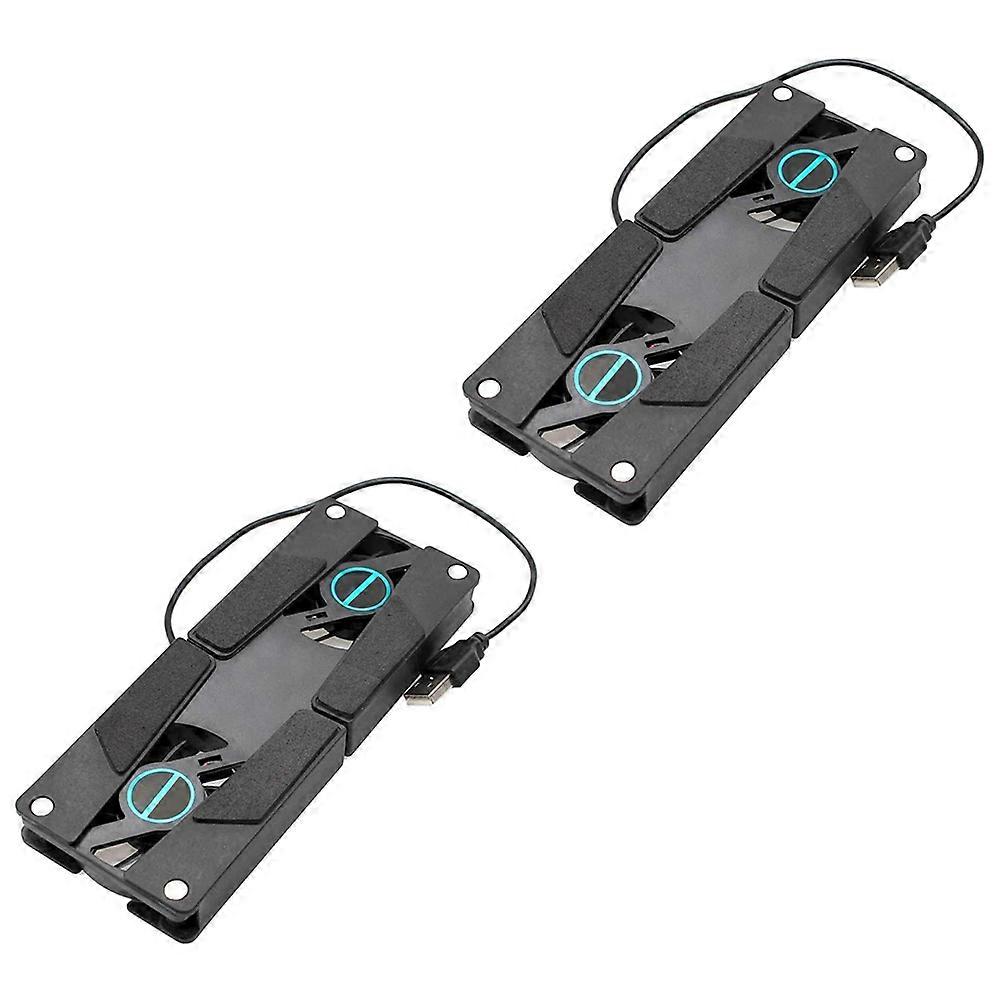 Folding Cooling Fan with Dual Fans for Computer Use Black ABS Material Easy to Store 2PCS