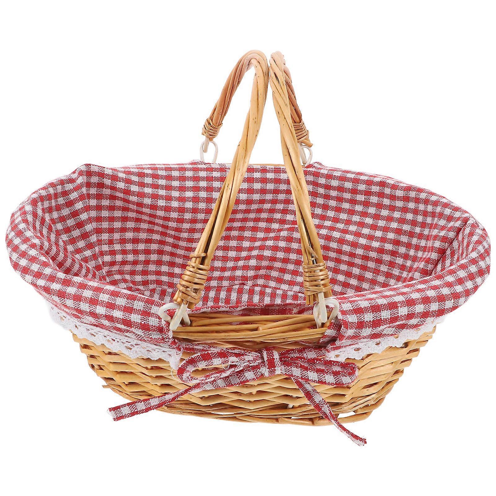 Wicker Baskets With Liner Rectangular Style For Family Picnics Outdoor Use Multi Color Storage 1Pack