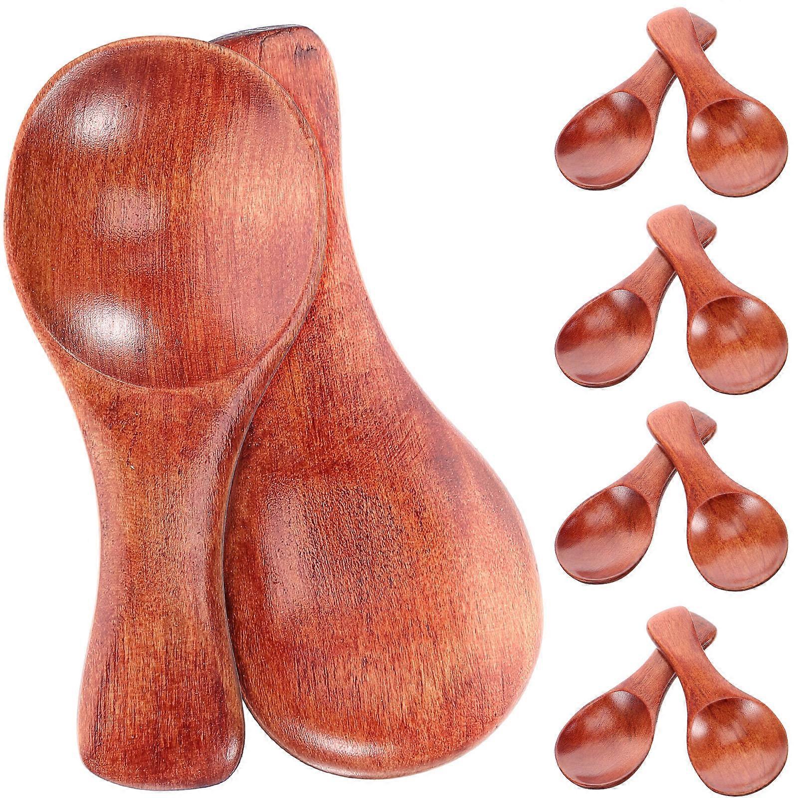 10pcs Mini Wooden Spoons for Home Brown Color Short HandleSpoons Compact Size for Easy Storage