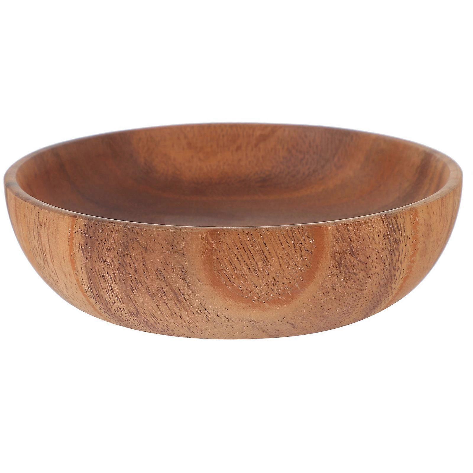 Portable Soy Sauce Dish Small Wooden Salad Plate Restaurant Use Round 1Set