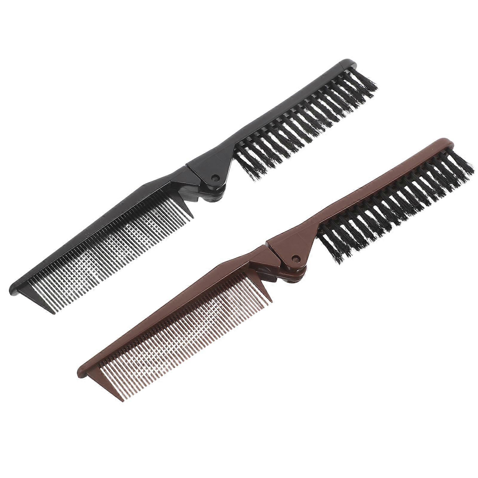 Travel Size Hair Brush Foldable Dual-Use Comb for Hairstyling Men Women Detangling Scalp Massaging 2Pcs