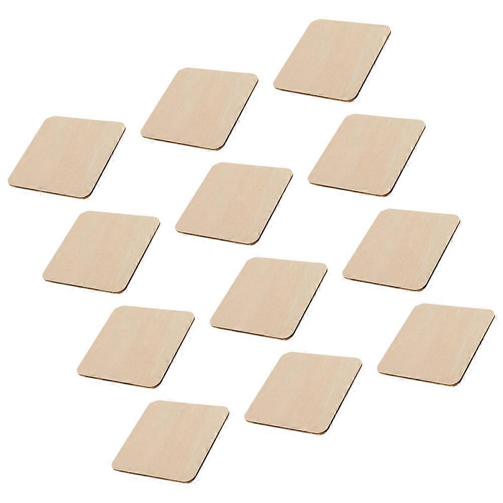 12PCS Light Yellow Unfinished Square Wood Coasters for DIY Crafts Painting and Model Making