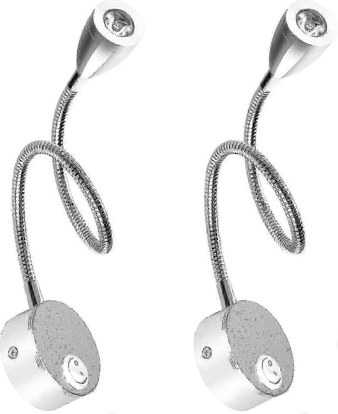 2025 3W LED Gooseneck Bedside Wall Lamp 2 Lights, 3000K Warm White for Reading (High Quality)