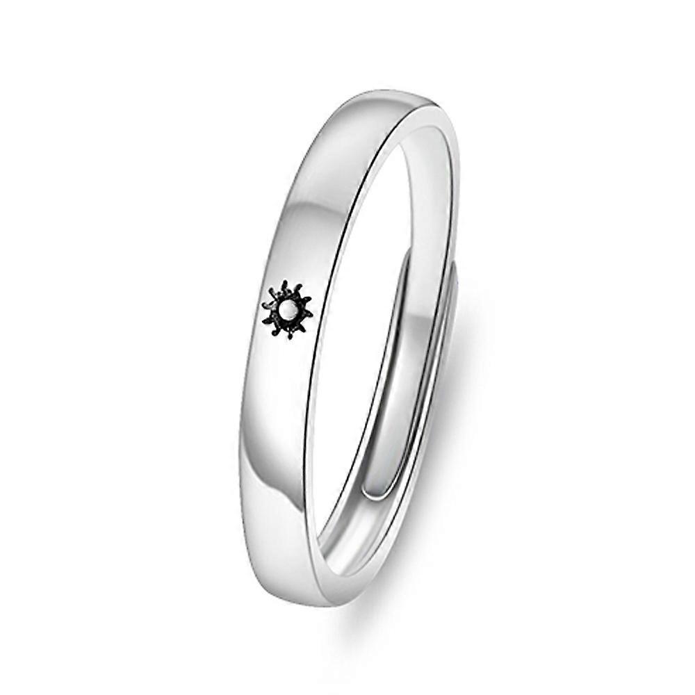 Klassisk Solmåne Åbning Par Ring Til Kvinder Mænd Ny Trendy Charm Sort Stjerne Ring Smykker Bryllup Jubilæum Gaver
