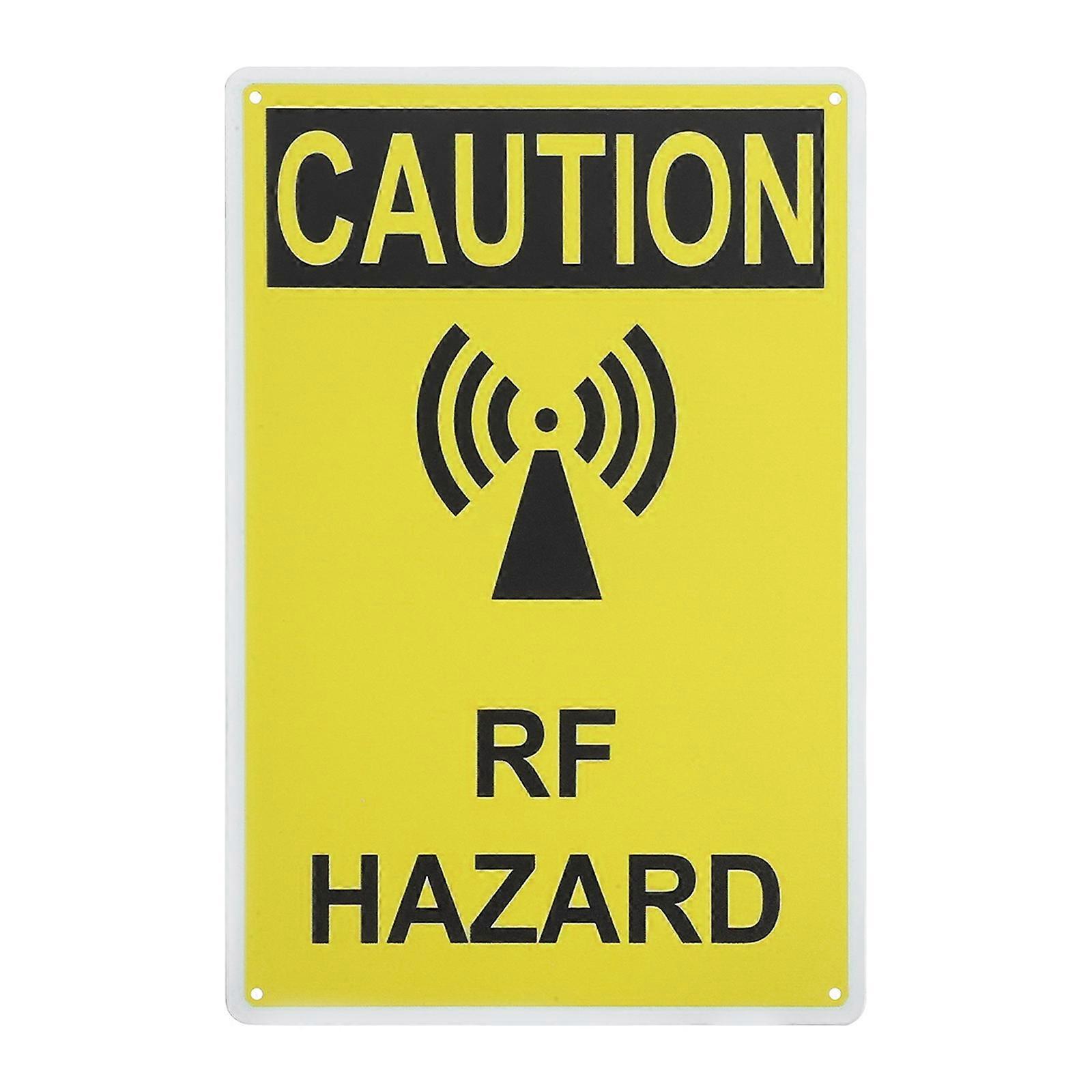 Radio Frequency Warning Sign Yellow Made of Iron with Highly Visible Design for Garden