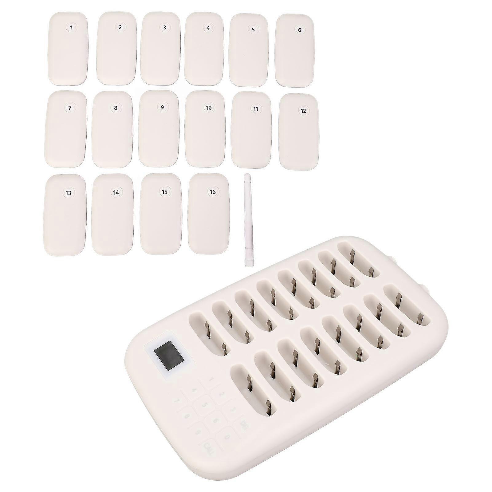Wireless Calling System 16 Pagers 546yd Transmission 2 Working Modes Touch Control Restaurant Pager 100‑240V