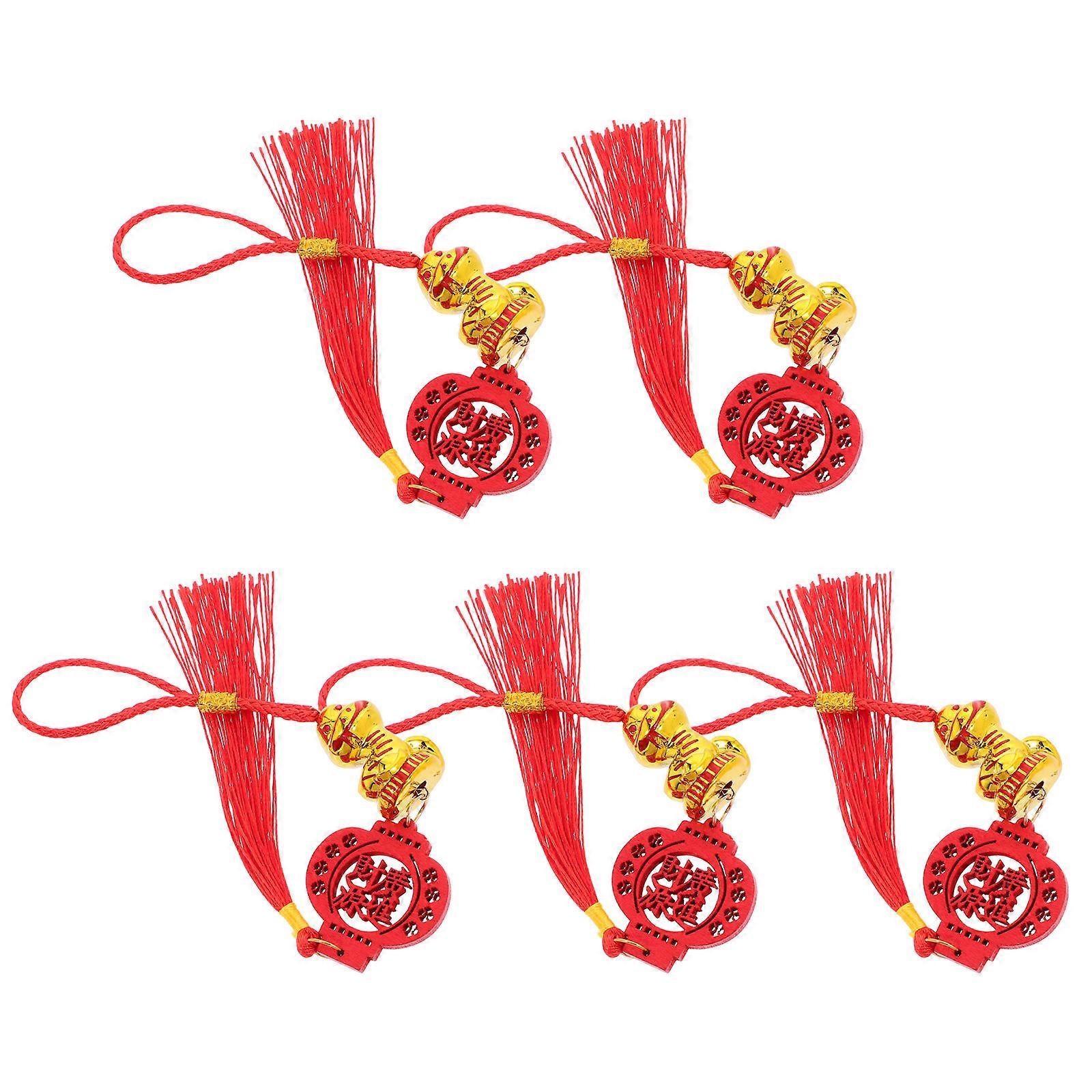 5PCS Snake Year Tassel Pendant with Lantern Charm for Car Rear View Mirror & Home Decor, Wealth Tree Ornament for Festive Celebrations