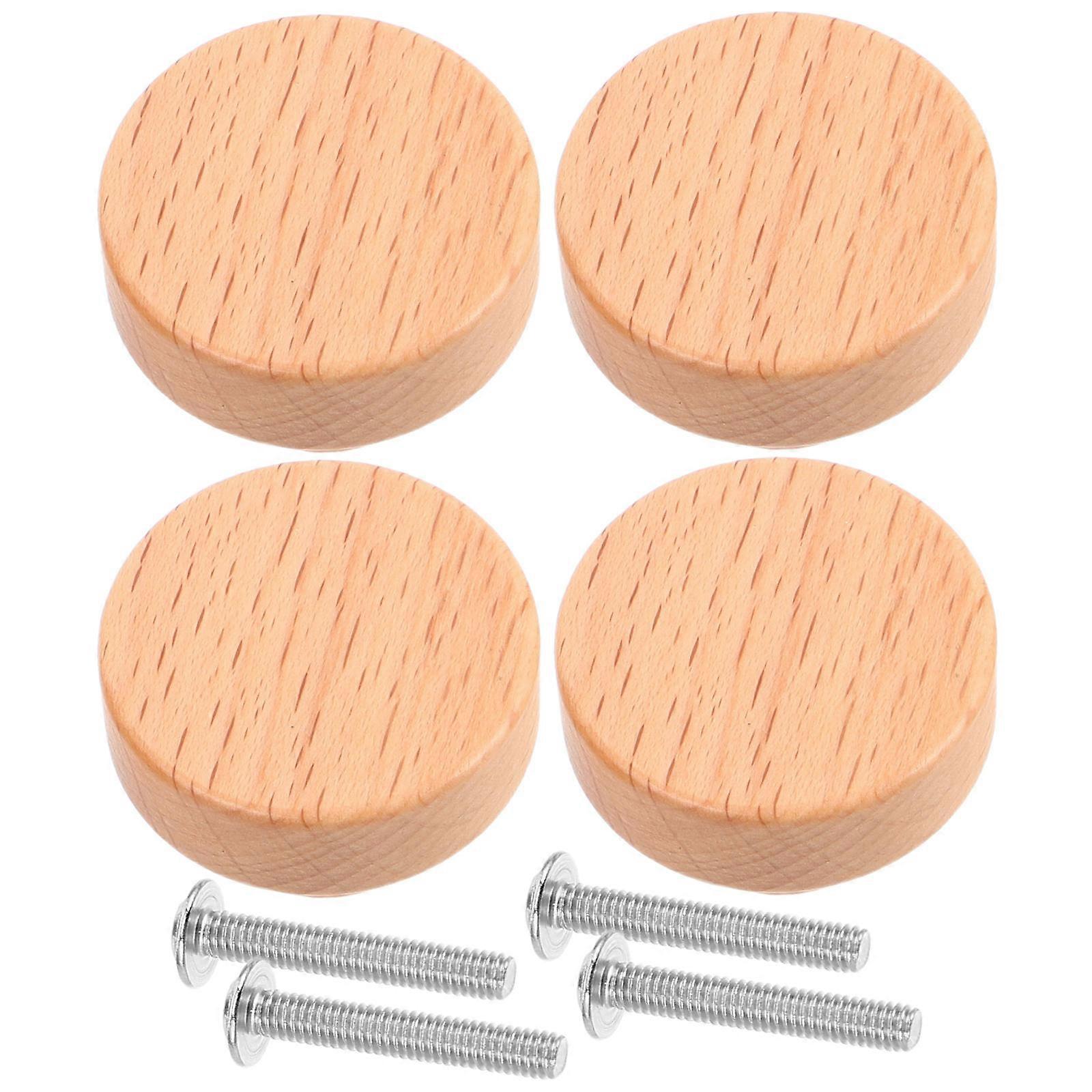 Wooden Drawer Pulls Beige Cabinet Handles for Home Decor Durable Material Simple Design 4 Pieces