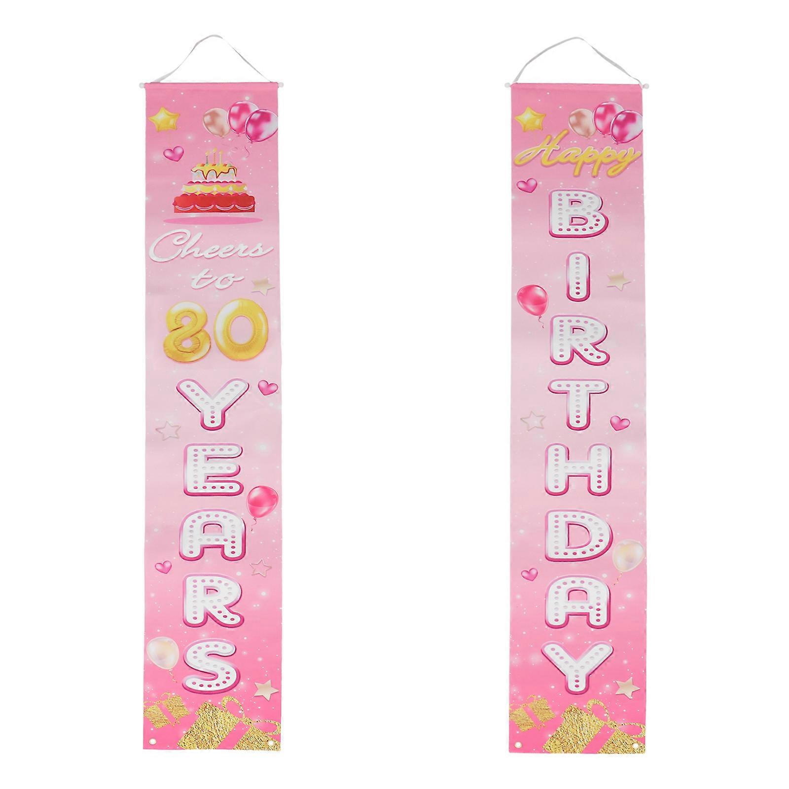 1Pair Birthday Door Decor Banner Ideal For Guests Hosts At Party 180x30cm Pink Festive Atmosphere Creation