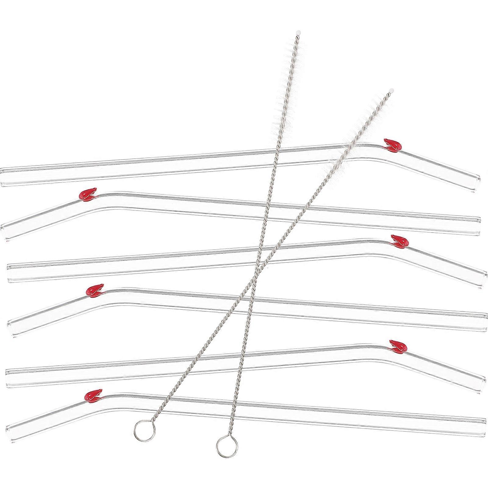 1 Set Reusable Straw Beverage Sucker Glass Straw Washable Straw with Cleaning