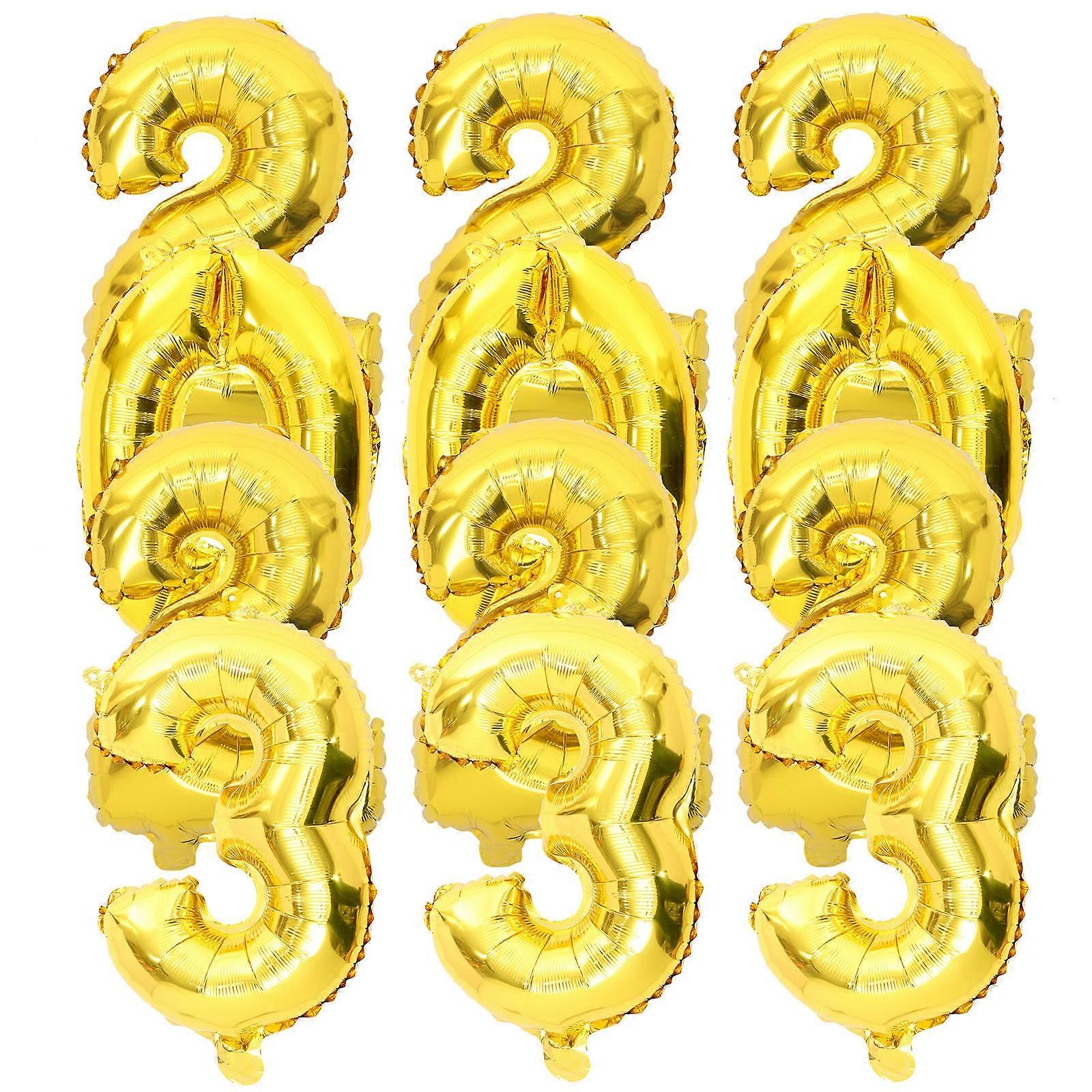 New Year Theme Balloons Decorations Number Shape 2023 For Party Organizers 3 Sets Golden