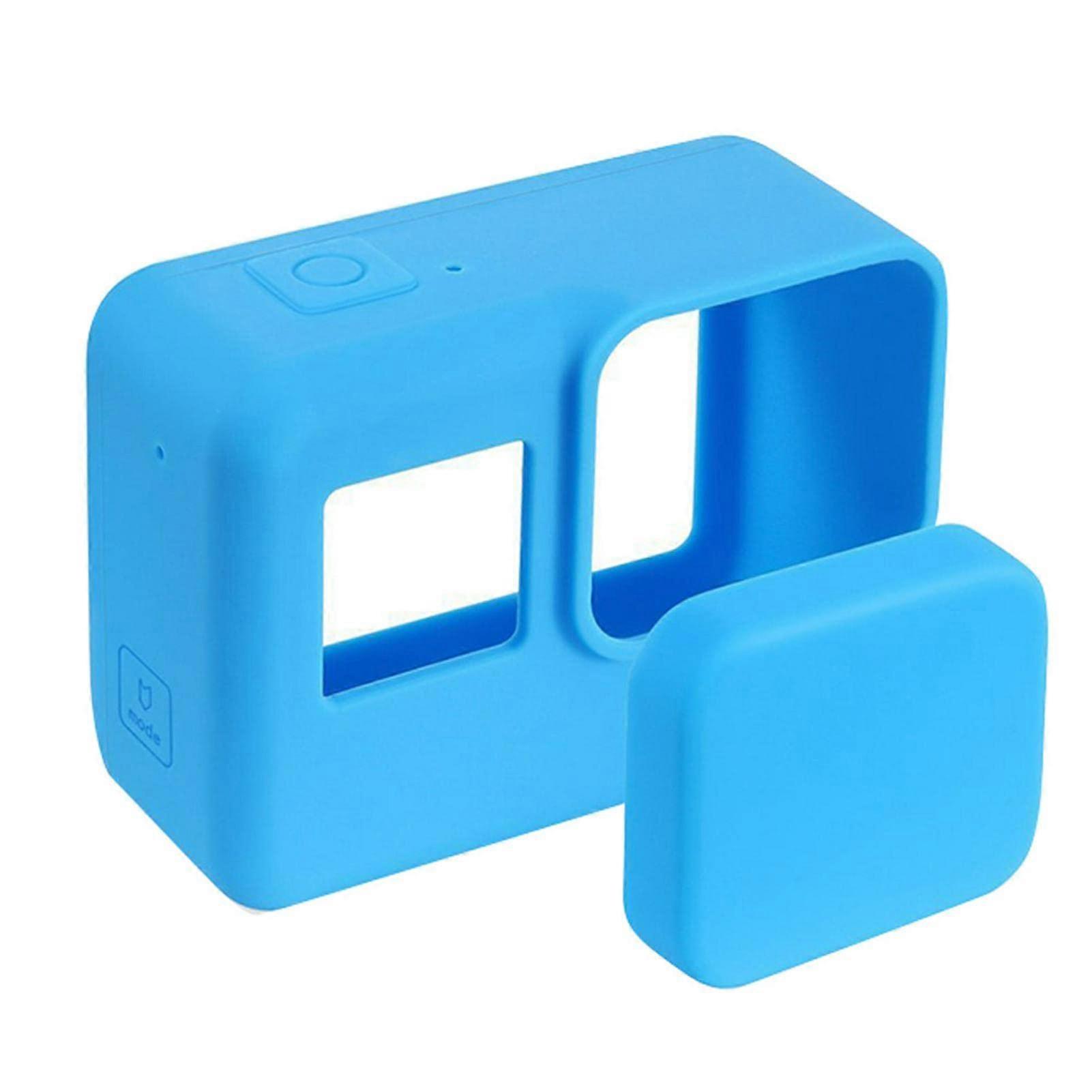Dustproof GoPro Hero 5 6 7 Silicone Case with Lens Cap, Blue Protective Cover for Action Camera, Durable Material