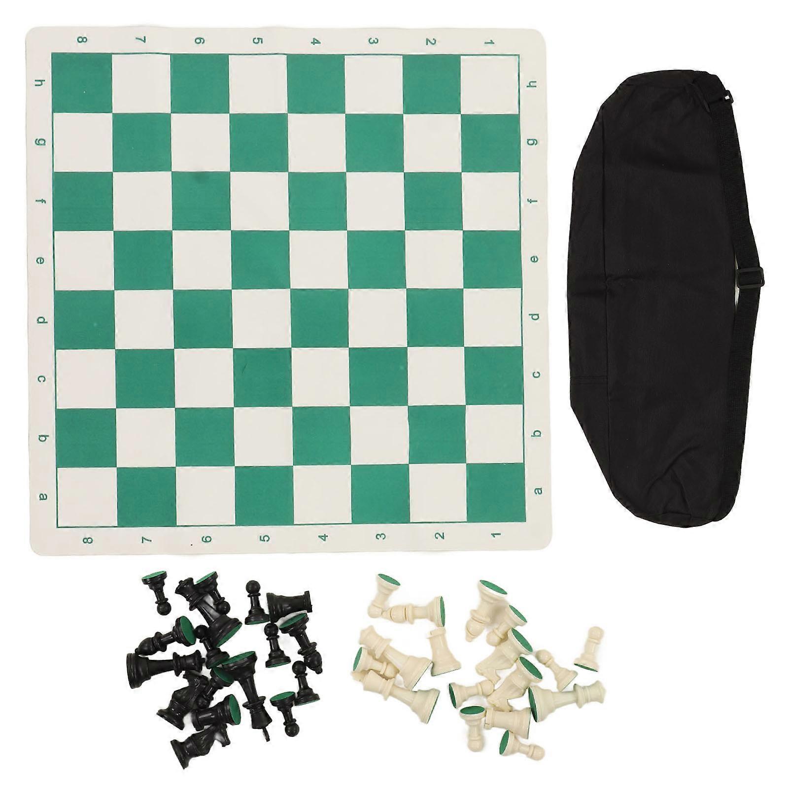 Portable Chess Checkers Set with Zipper Storage Bag Folding Roll Up Travel Checkers Games for Kids Adults