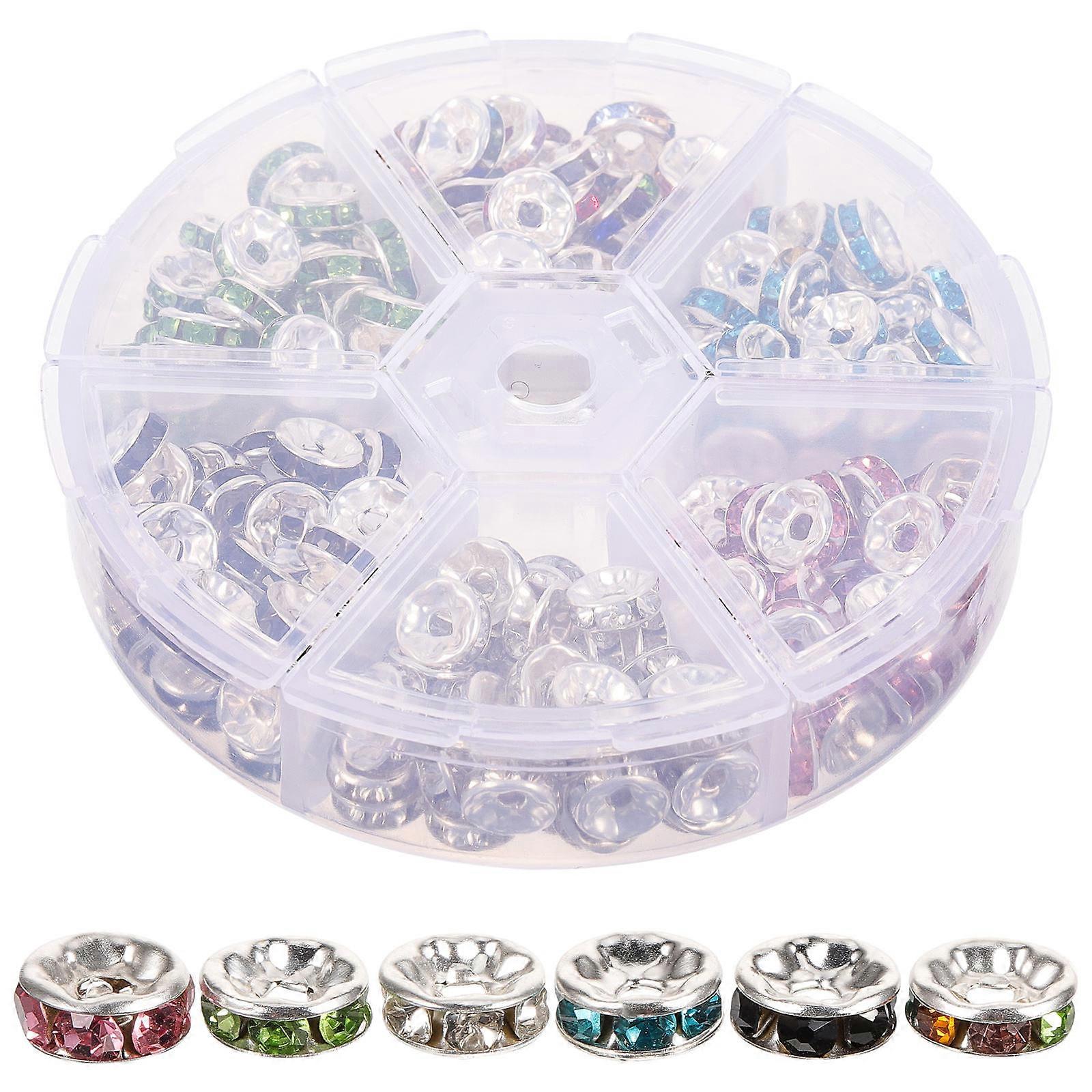 Earring Components 180Pcs Assorted Color Spacer Beads Wheel Shape For Handcraft Lovers