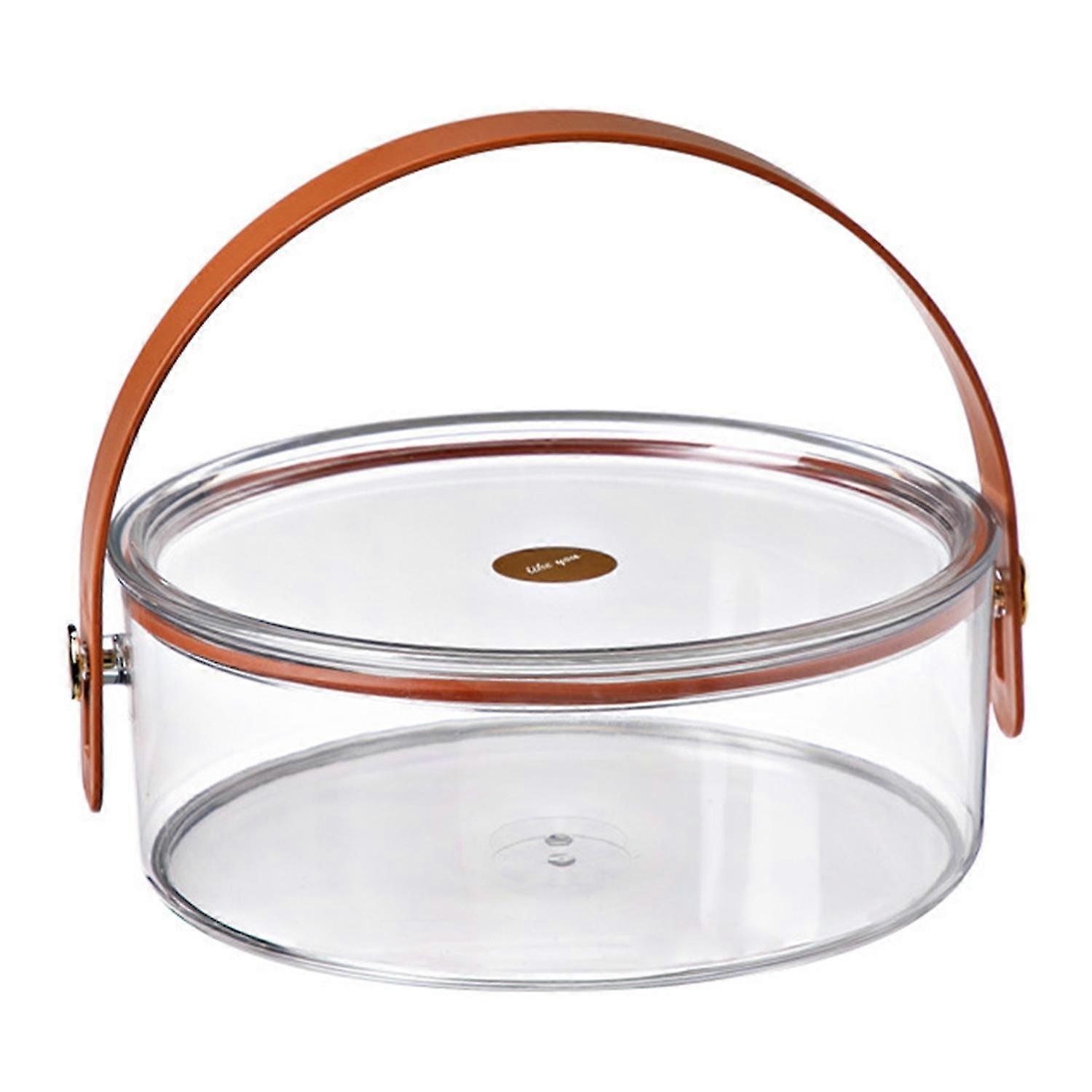 Fruit Plate Compartment with Transparent Lid Grip Handle Large Capacity Snack Storage Container