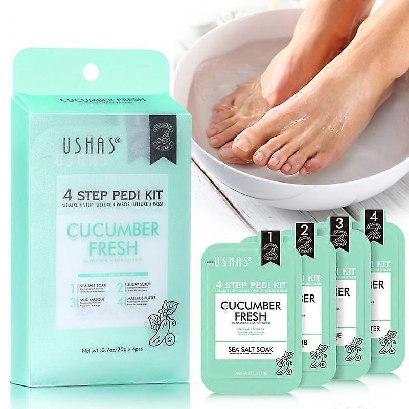 4 Step Pedi Kit, Sea Salt Soak, Great for Salon or At-Home Pedicures, With Cucumber, Lemon, Vitamin, Rose