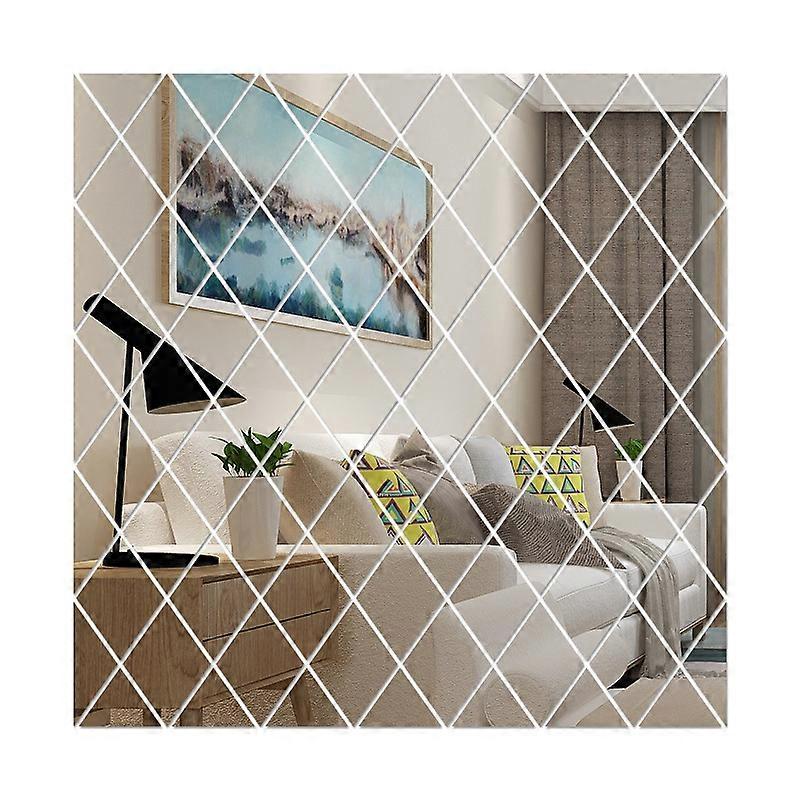 Rhombus Stitching Background Acrylic Mirror Decorative Stickers, Specification: Silver Medium