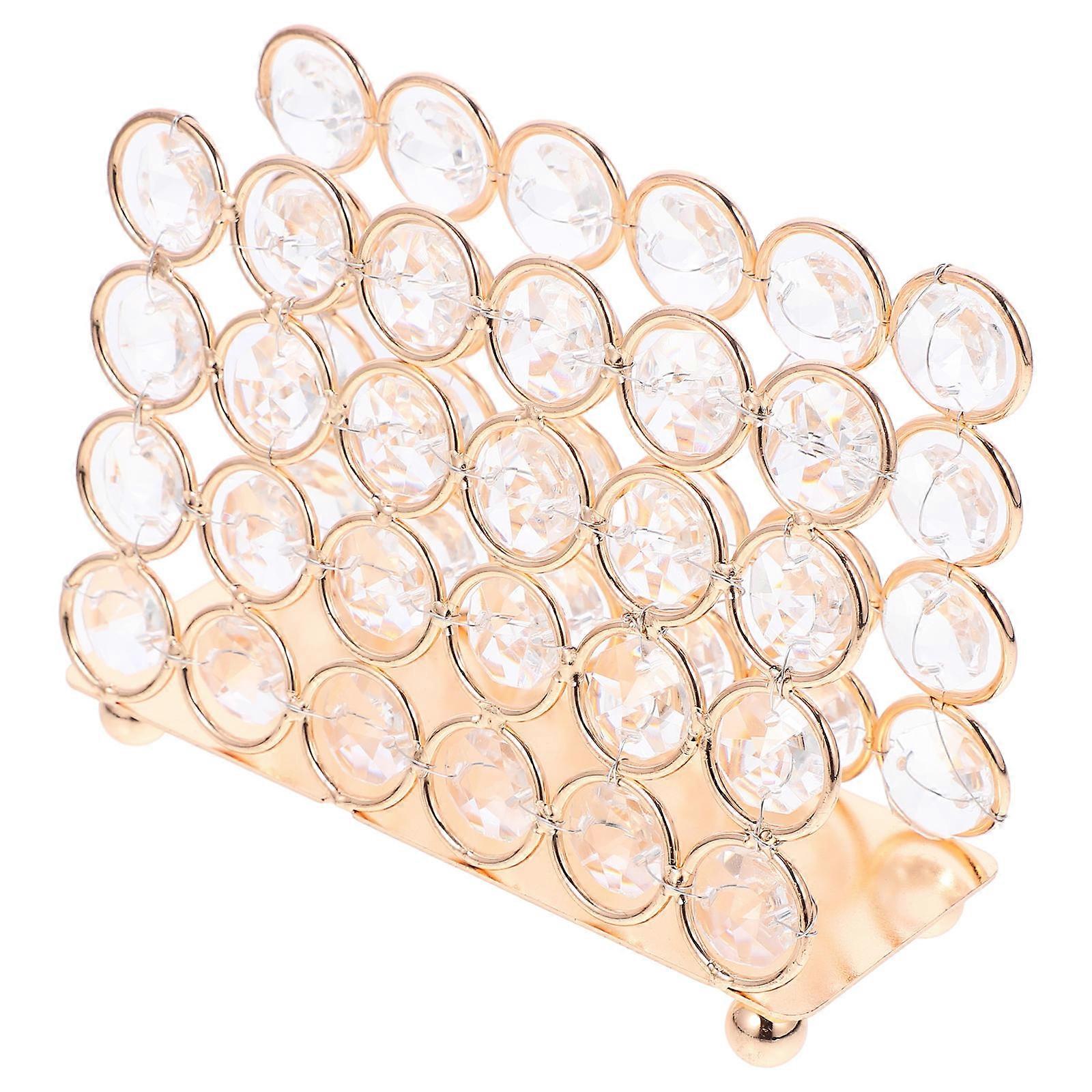 Golden Tissue Holder for Storage Use Standing Napkin Dispenser with Iron and Glass Material