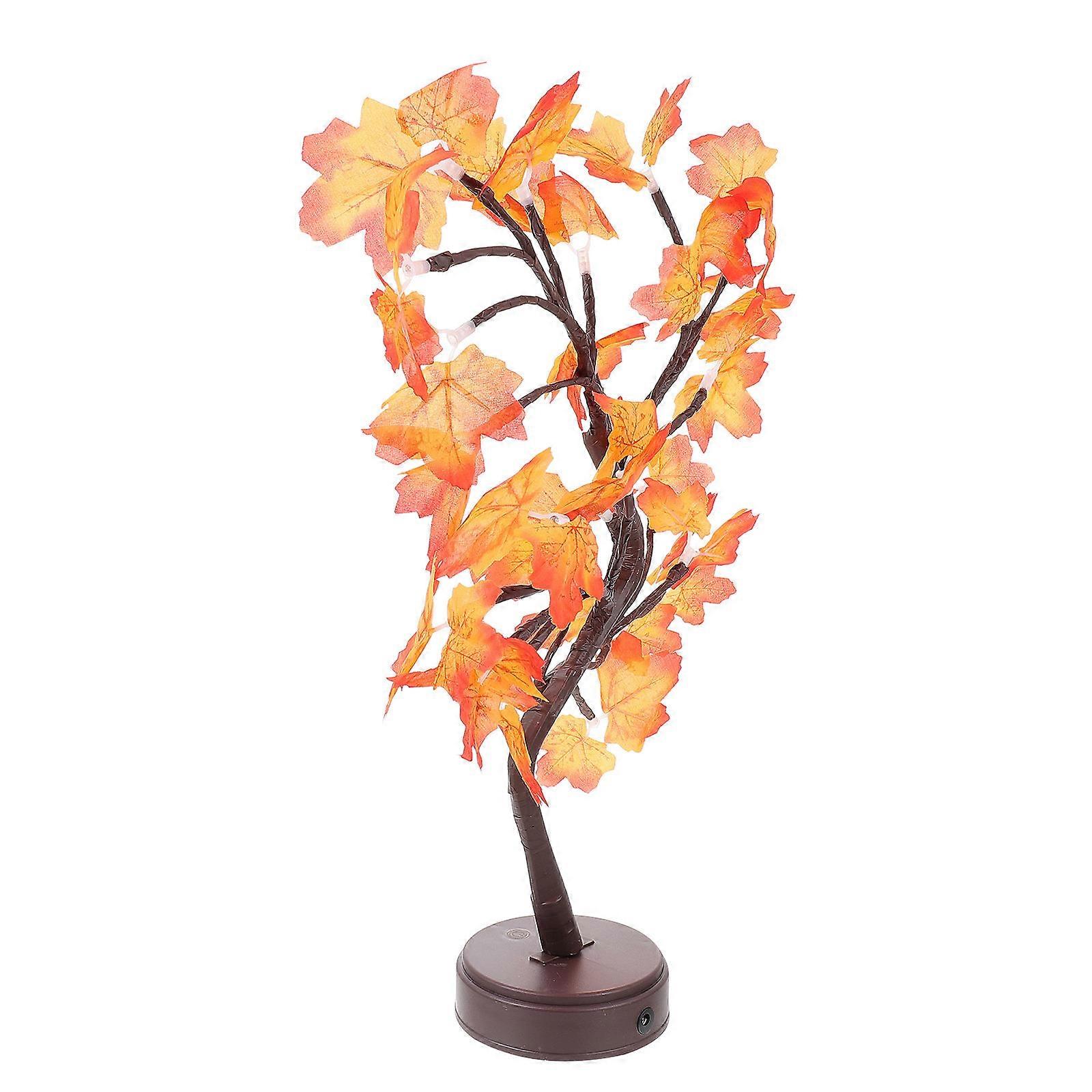 Thanksgiving Day Maple Leaf Tree Lamp Decorative Light in Orange with Copper Wire and Plastic for Home Decor