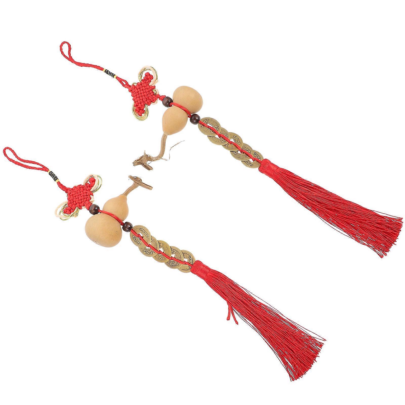 Gourd Shape Tassel Pendant Chinese Style Car Hanging Decor Assorted Color Hanging Decoration 2Pack