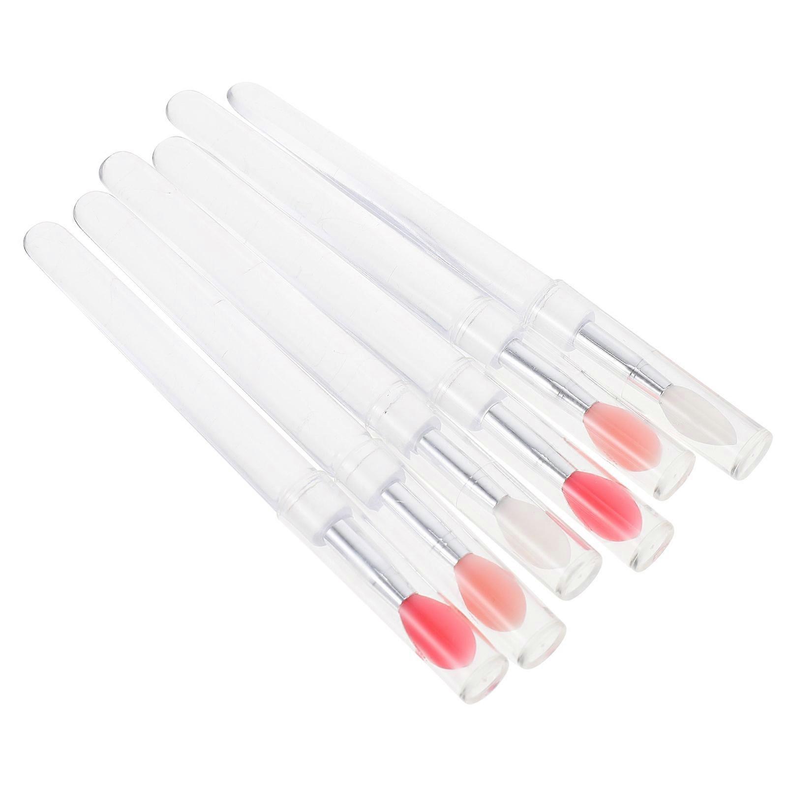 Silicone Lip Mask Brush for Makeup Use 6Pcs Lipstick Applicators with Lid
